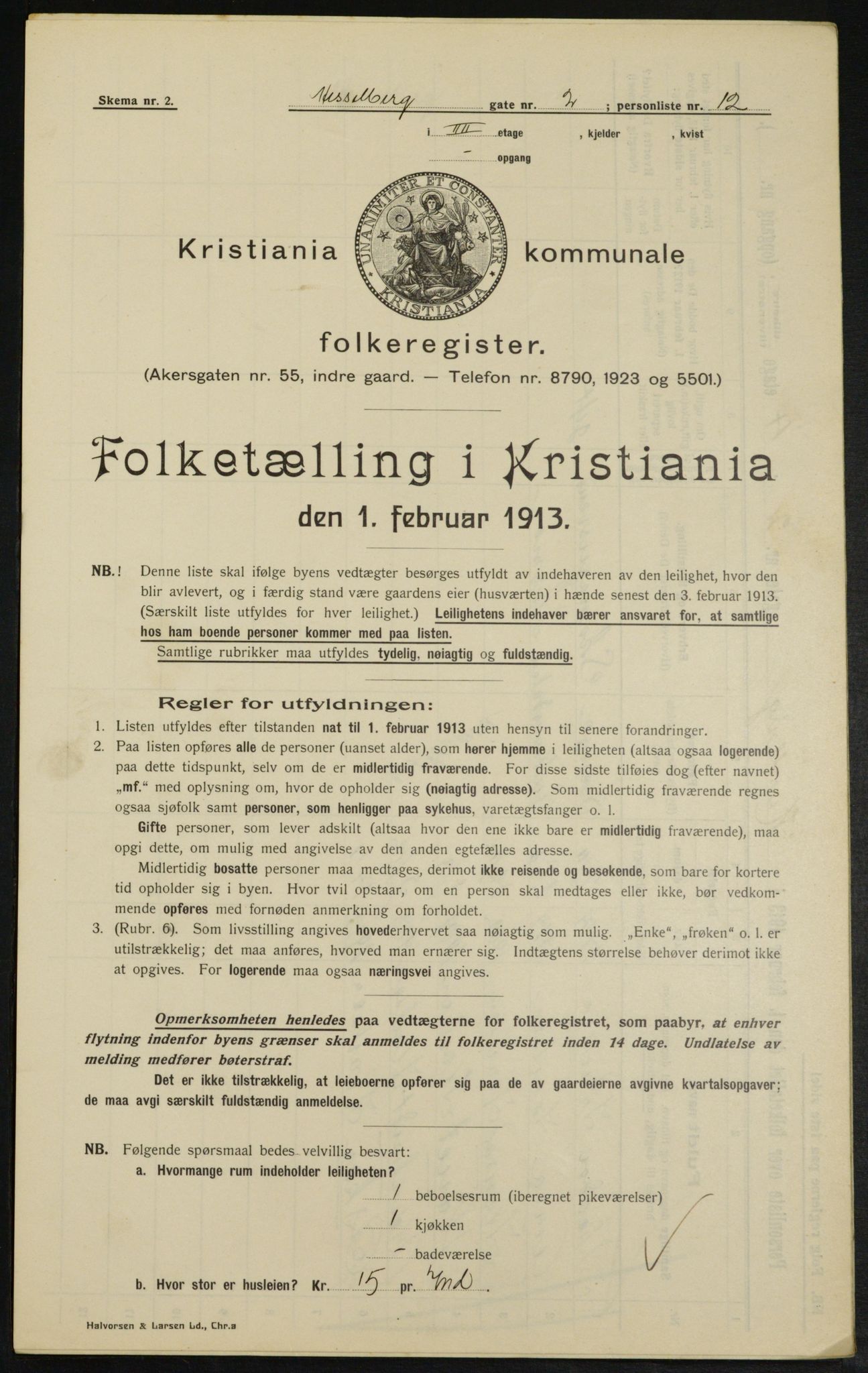 OBA, Kommunal folketelling 1.2.1913 for Kristiania, 1913, s. 39677