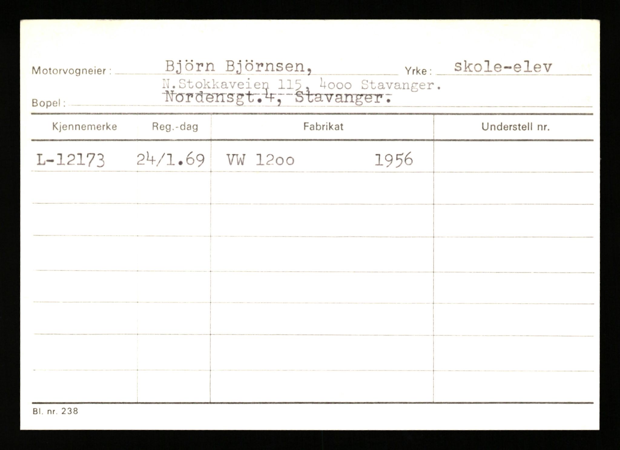 Stavanger trafikkstasjon, AV/SAST-A-101942/0/H/L0004: Bjørnsen - Buchley, 1930-1971, s. 23