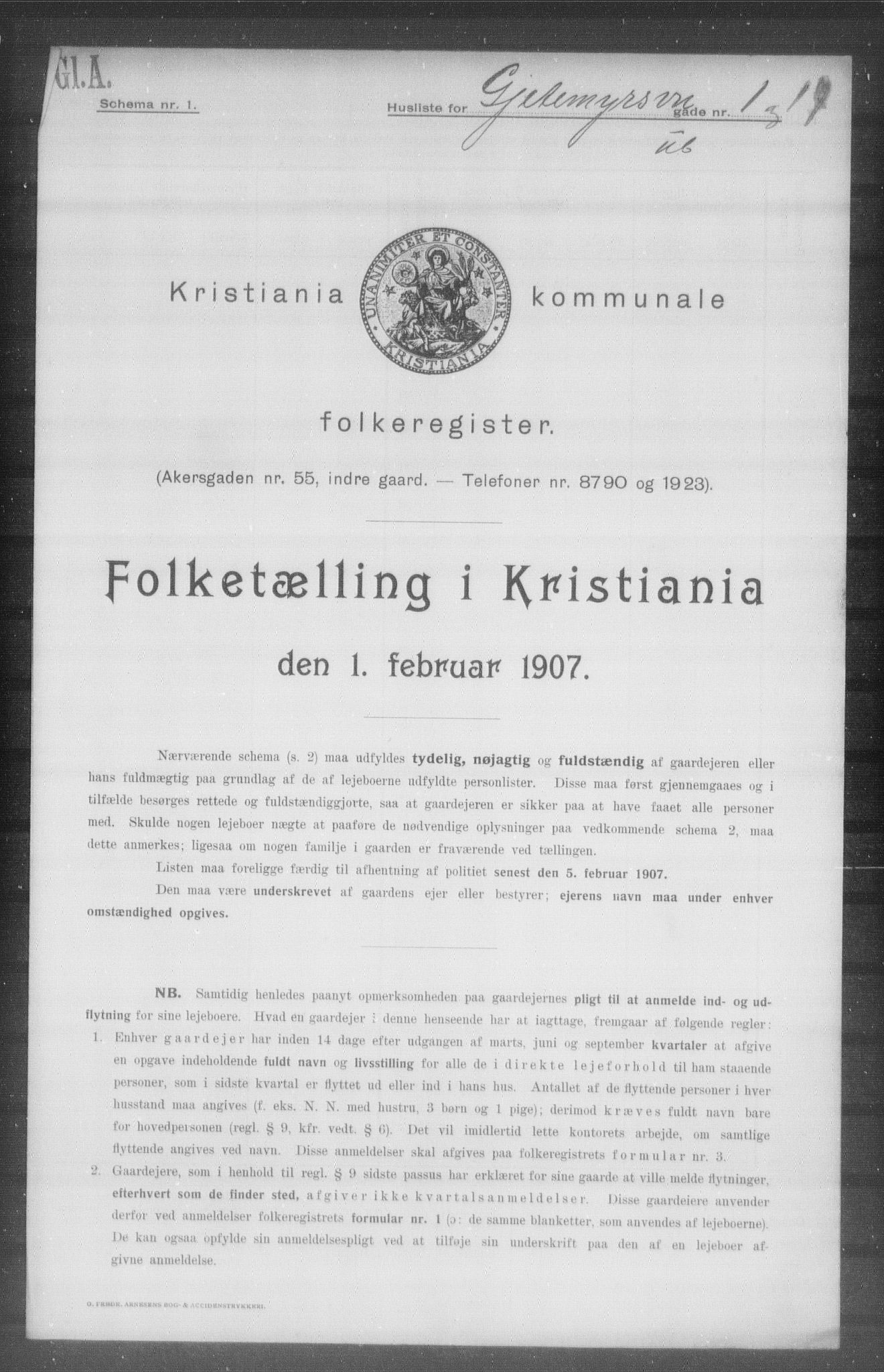 OBA, Kommunal folketelling 1.2.1907 for Kristiania kjøpstad, 1907, s. 14646