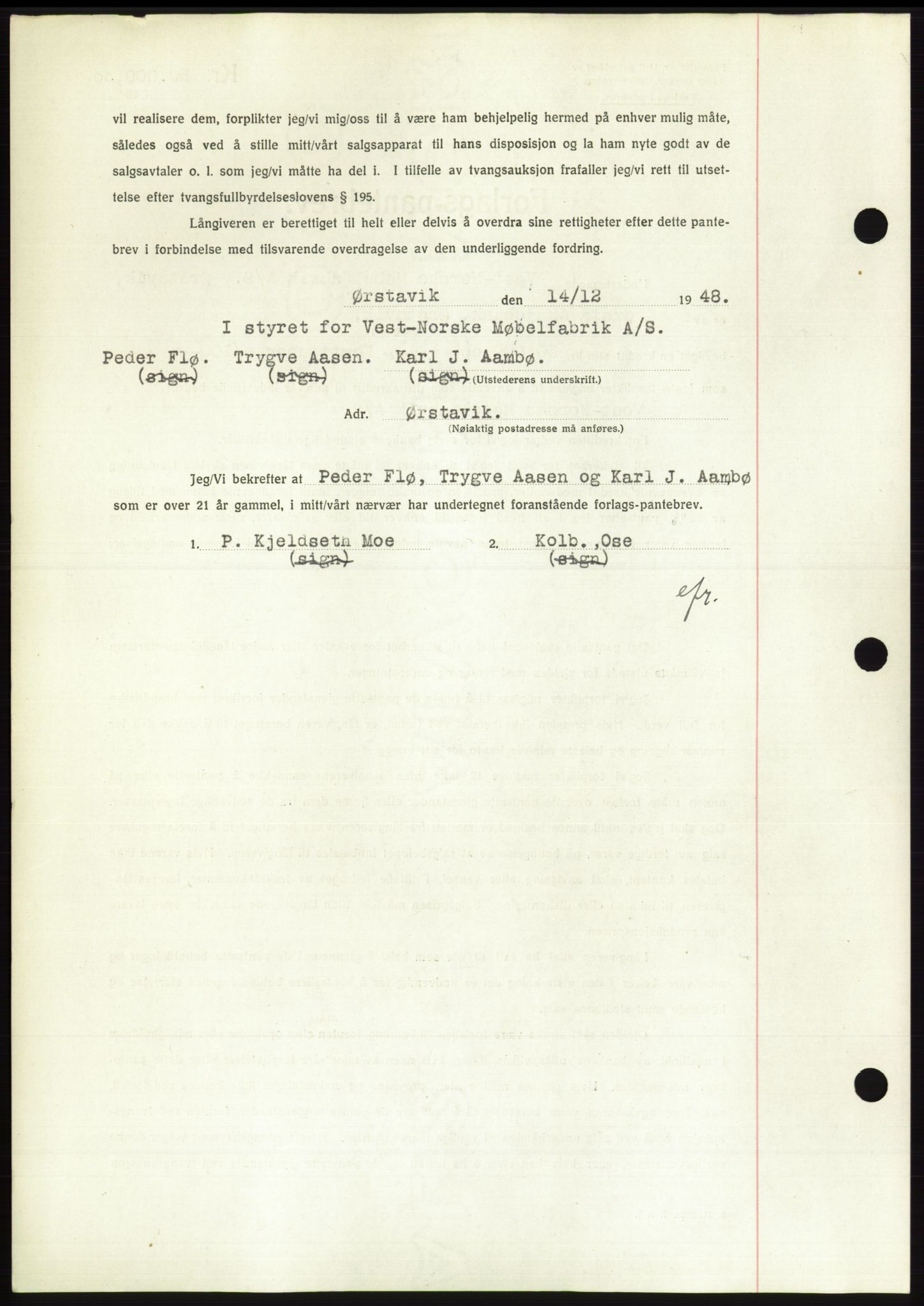 Søre Sunnmøre sorenskriveri, AV/SAT-A-4122/1/2/2C/L0116: Pantebok nr. 4B, 1948-1949, Dagboknr: 277/1949