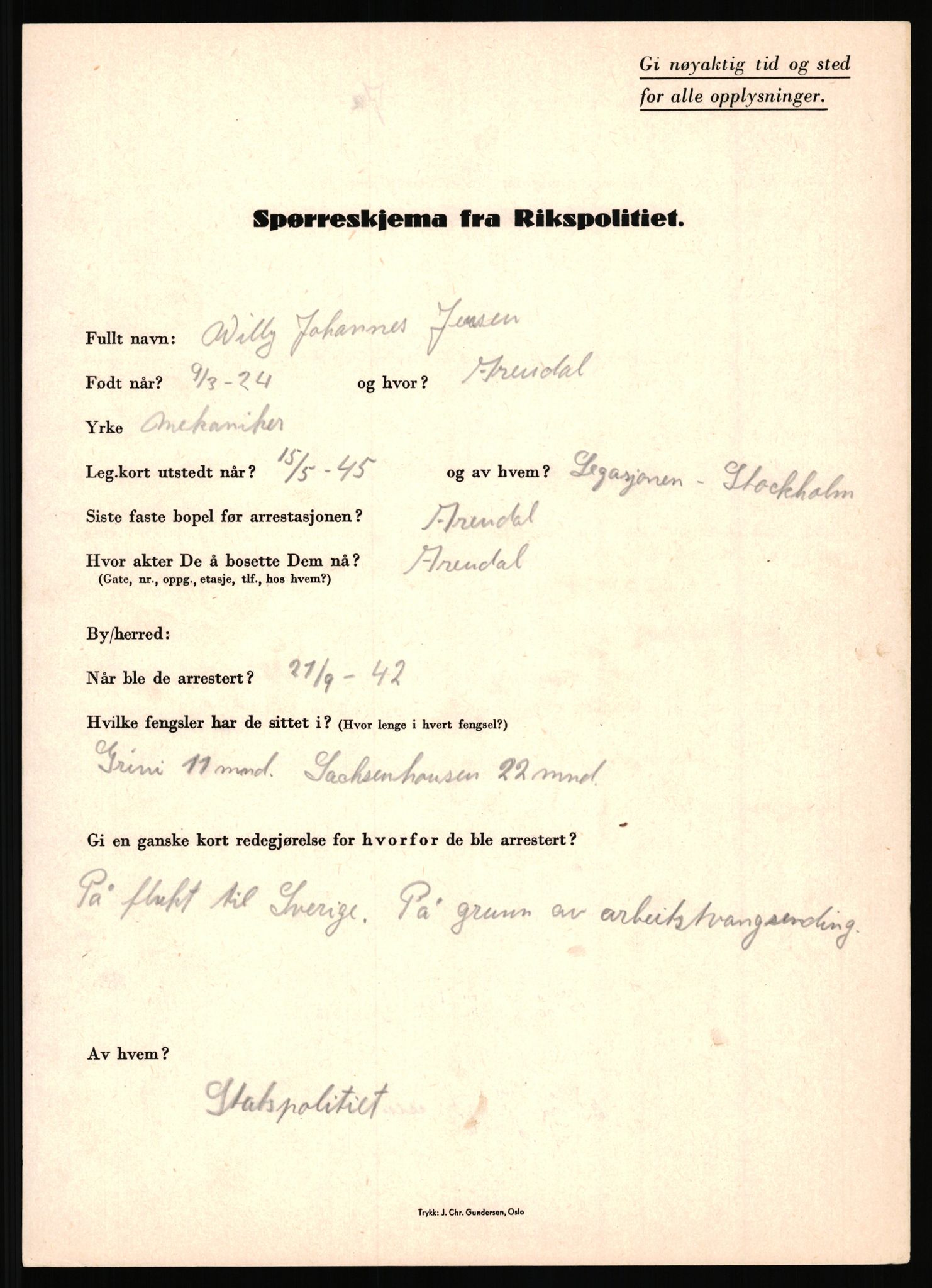 Rikspolitisjefen, AV/RA-S-1560/L/L0008: Jaffe, Bernhard - Karset, Helge Hafsahl, 1940-1945, s. 369