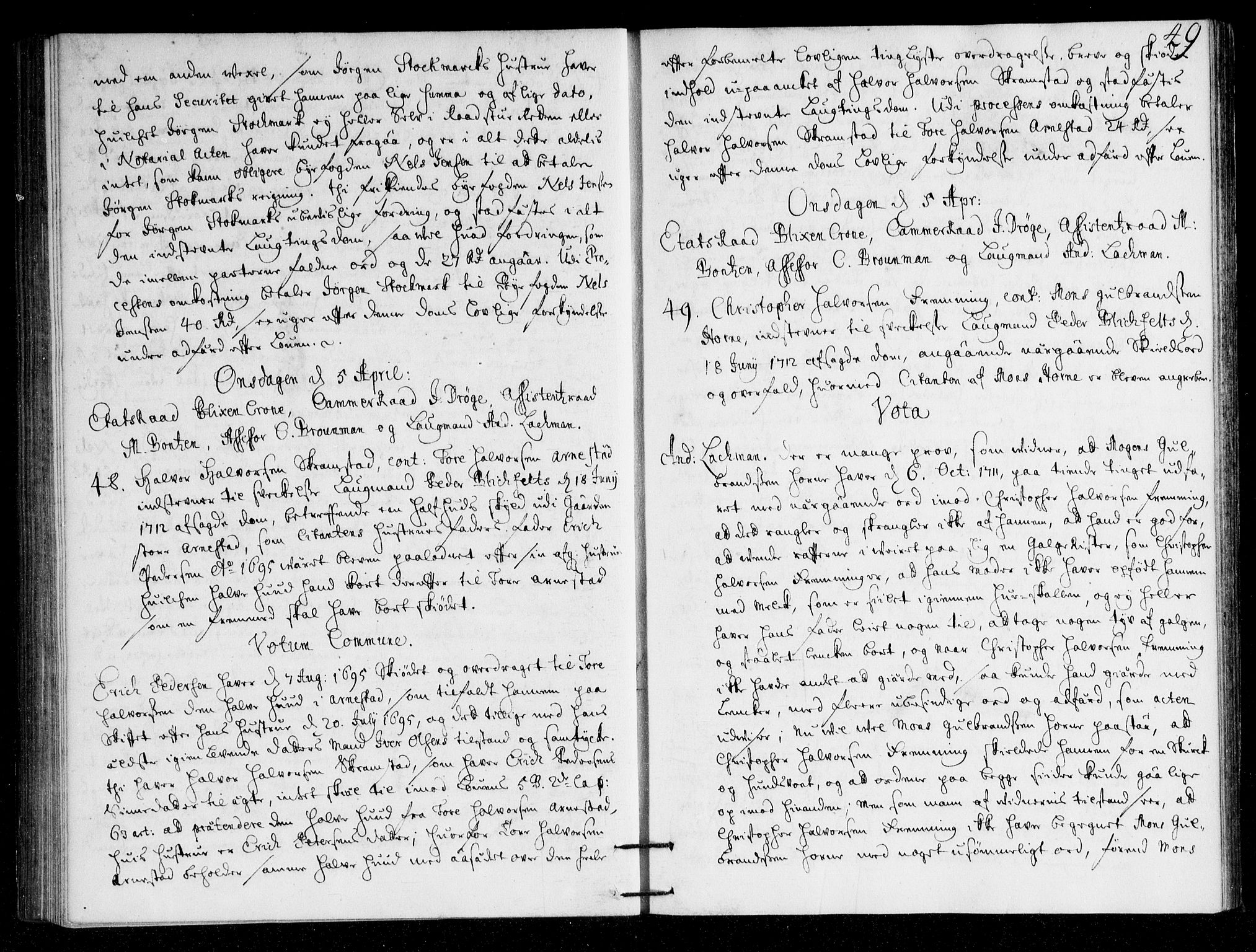 Overhoffretten 1667-1797, AV/RA-EA-2884/Ac/L0148: Voteringsprotokoll, 1713, s. 48b-49a