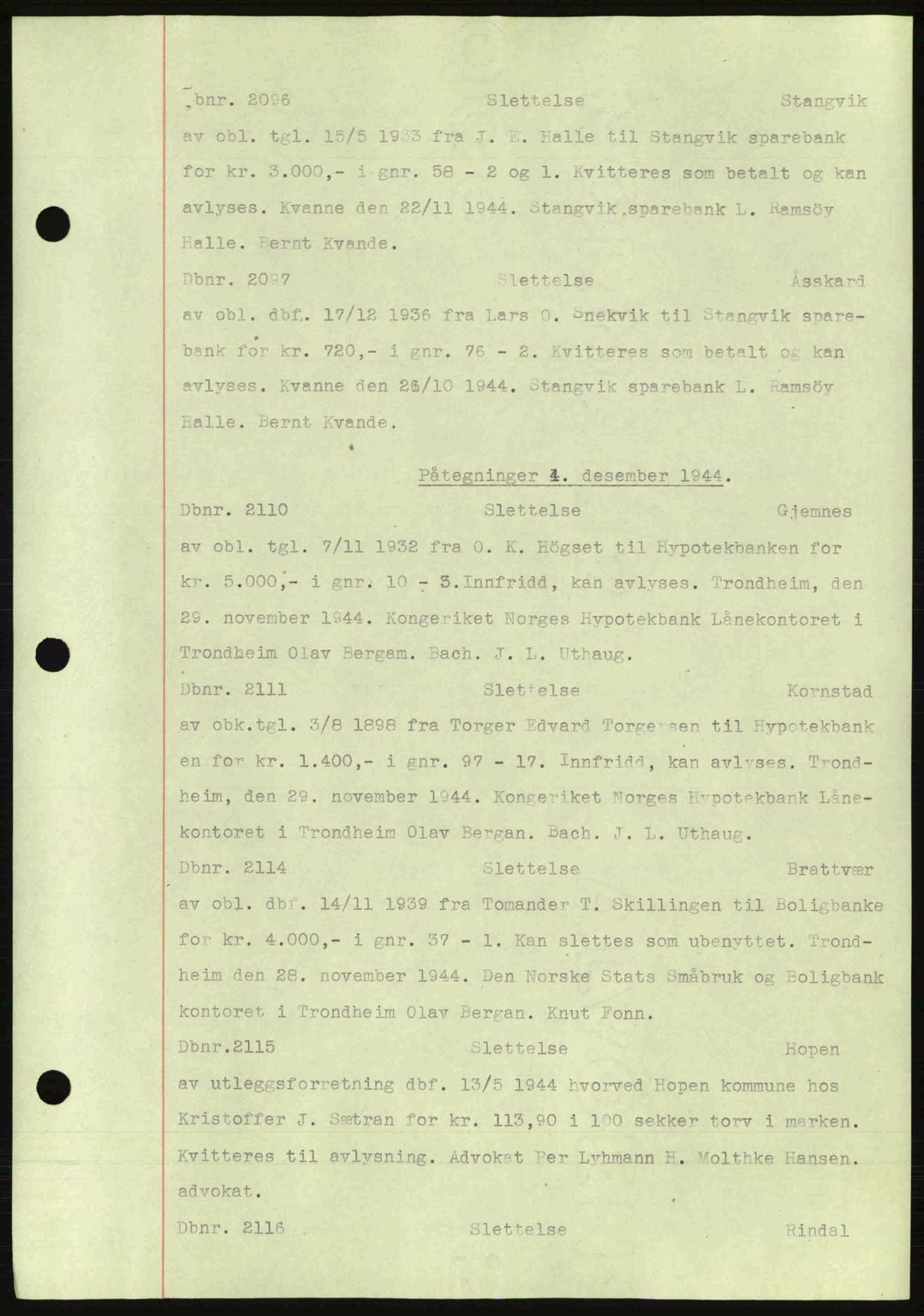 Nordmøre sorenskriveri, AV/SAT-A-4132/1/2/2Ca: Pantebok nr. C81, 1940-1945, Dagboknr: 2096/1944