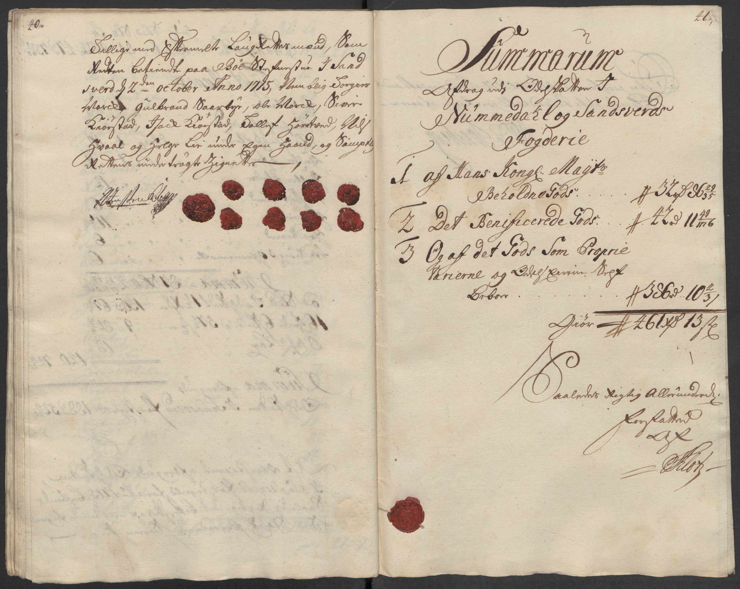 Rentekammeret inntil 1814, Reviderte regnskaper, Fogderegnskap, AV/RA-EA-4092/R24/L1591: Fogderegnskap Numedal og Sandsvær, 1715, s. 339