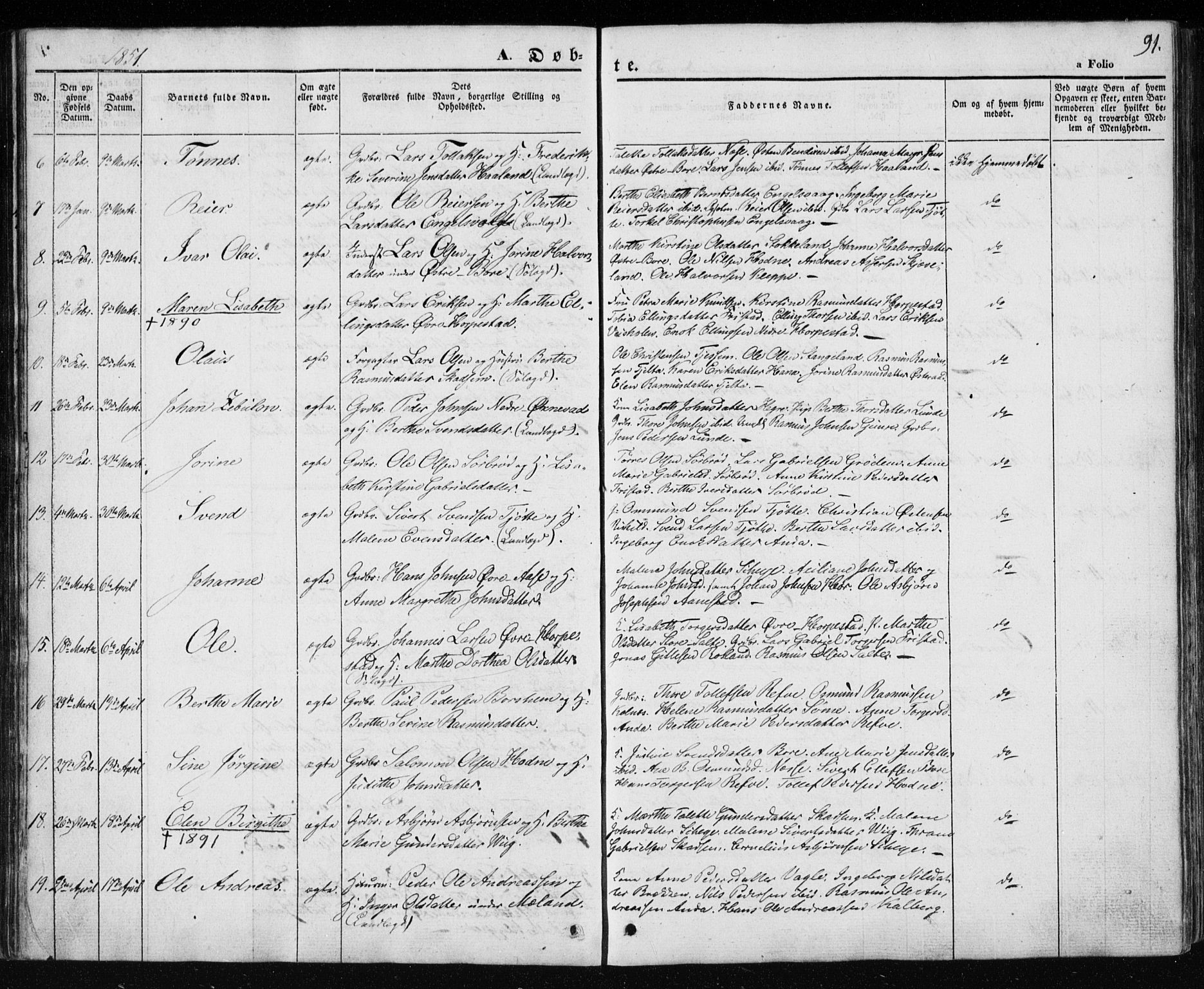 Klepp sokneprestkontor, AV/SAST-A-101803/001/3/30BA/L0004: Ministerialbok nr. A 4, 1842-1852, s. 91
