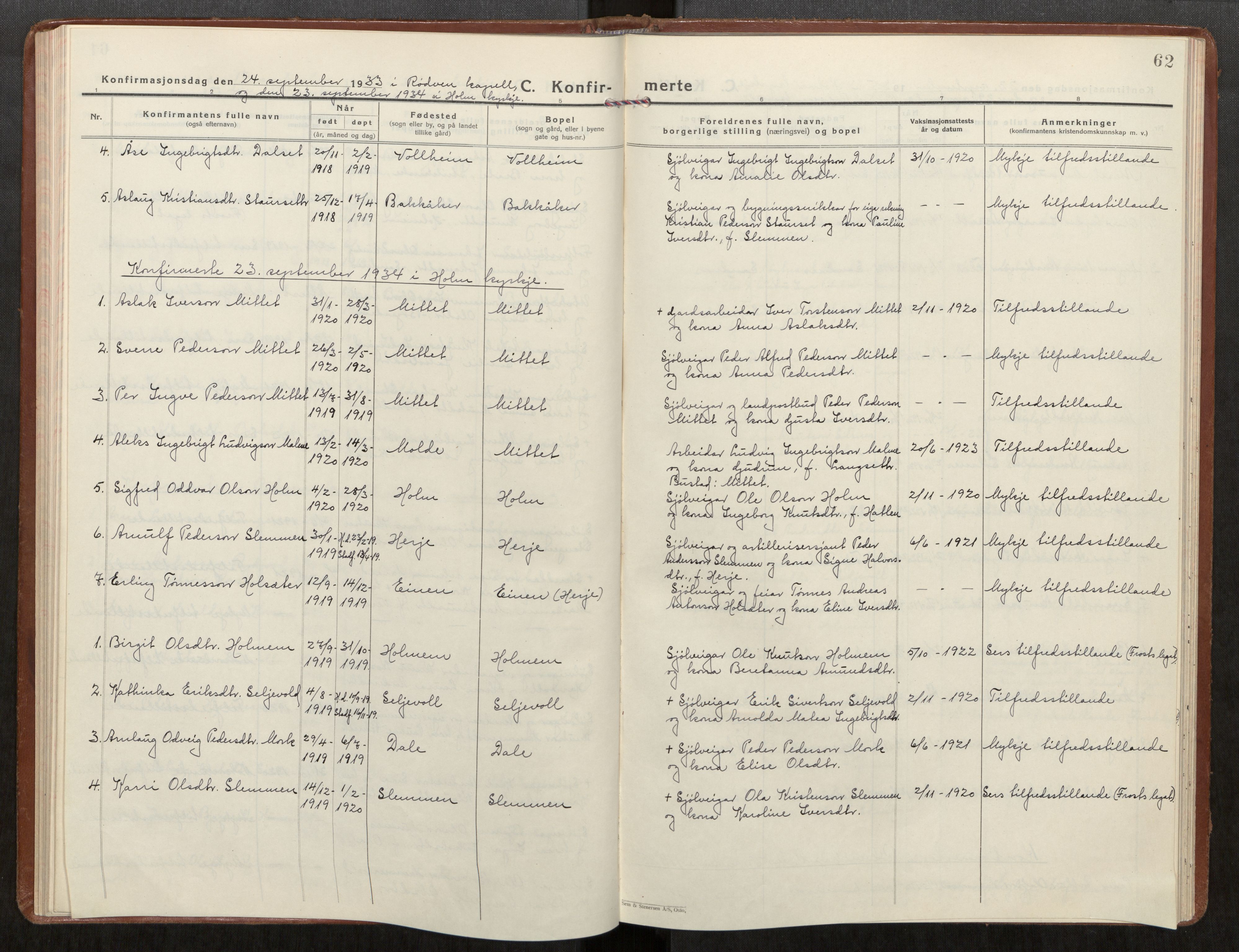 Ministerialprotokoller, klokkerbøker og fødselsregistre - Møre og Romsdal, AV/SAT-A-1454/549/L0619: Ministerialbok nr. 549A02, 1928-1951, s. 62