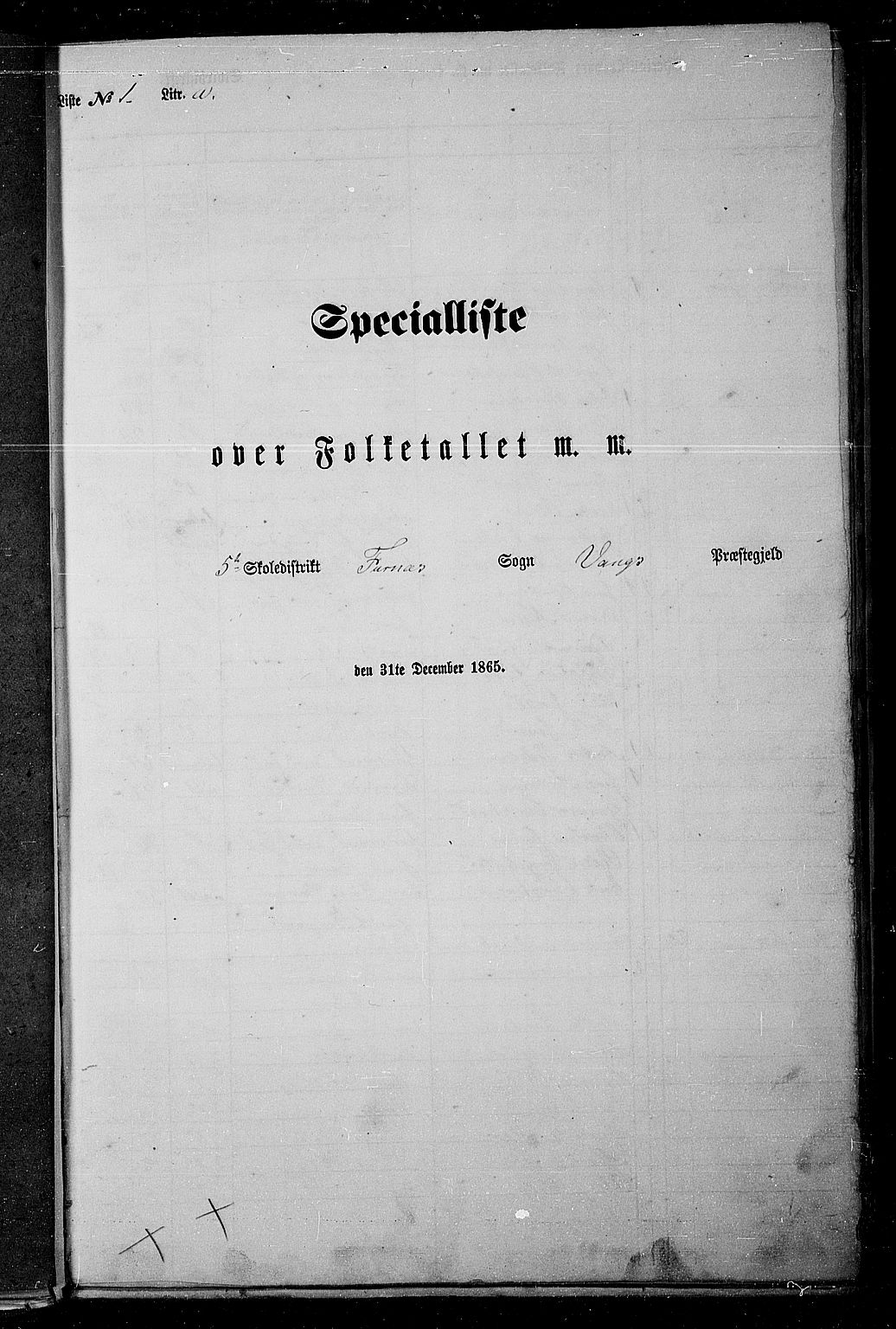 RA, Folketelling 1865 for 0414L Vang prestegjeld, Vang sokn og Furnes sokn, 1865, s. 14
