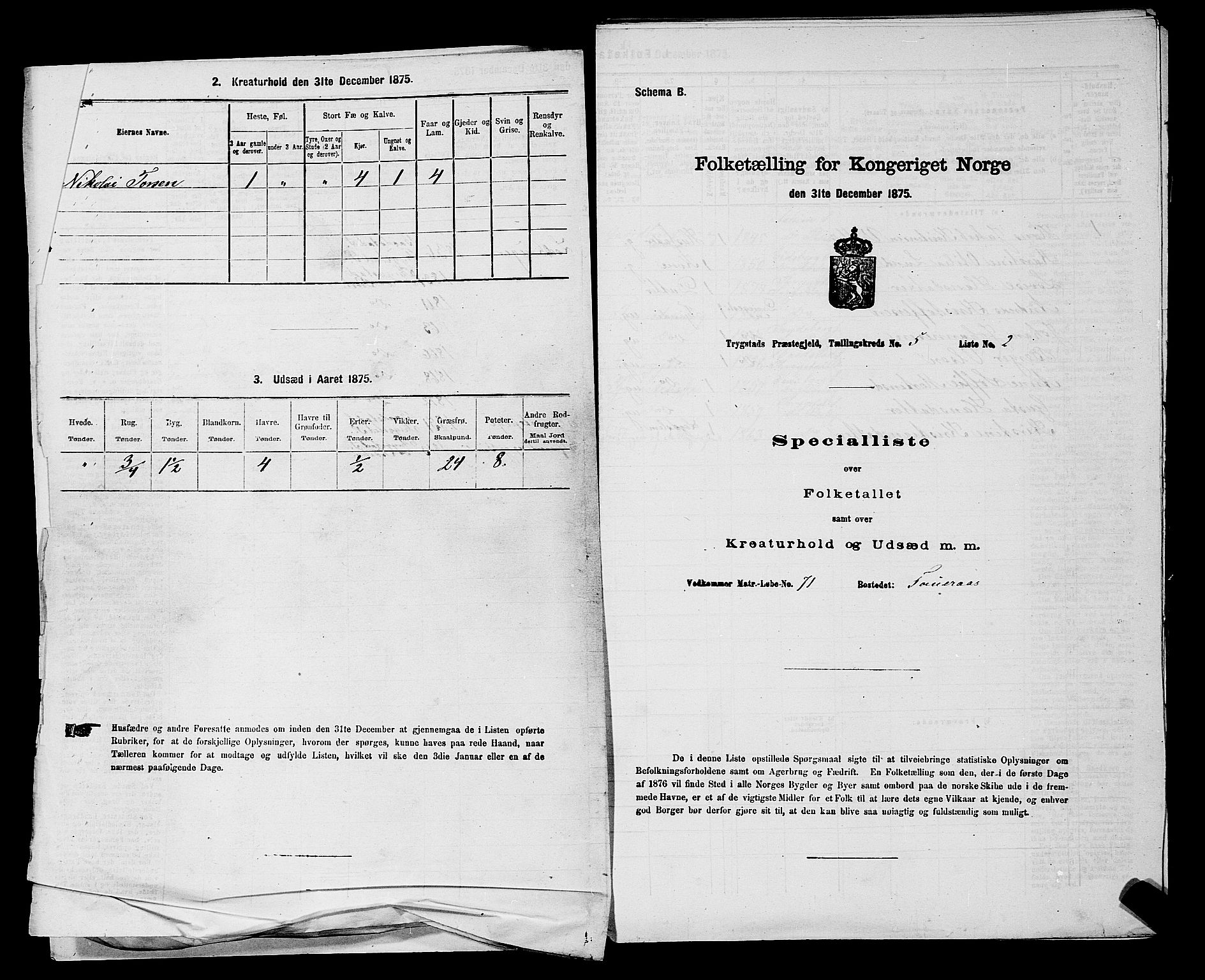 RA, Folketelling 1875 for 0122P Trøgstad prestegjeld, 1875, s. 501