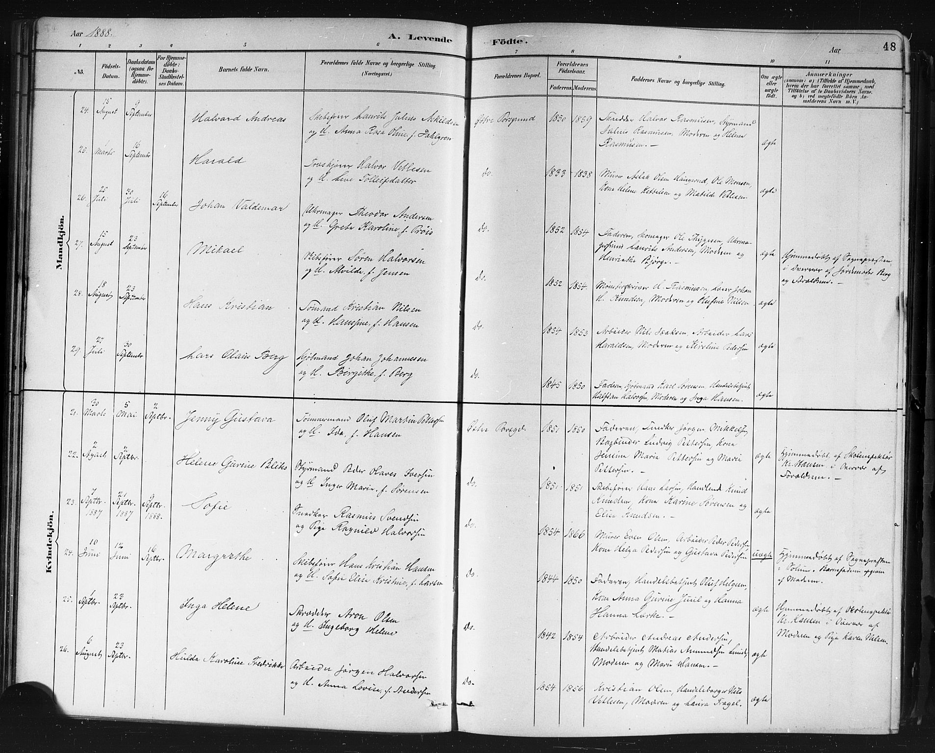 Porsgrunn kirkebøker , AV/SAKO-A-104/G/Gb/L0005: Klokkerbok nr. II 5, 1883-1915, s. 48