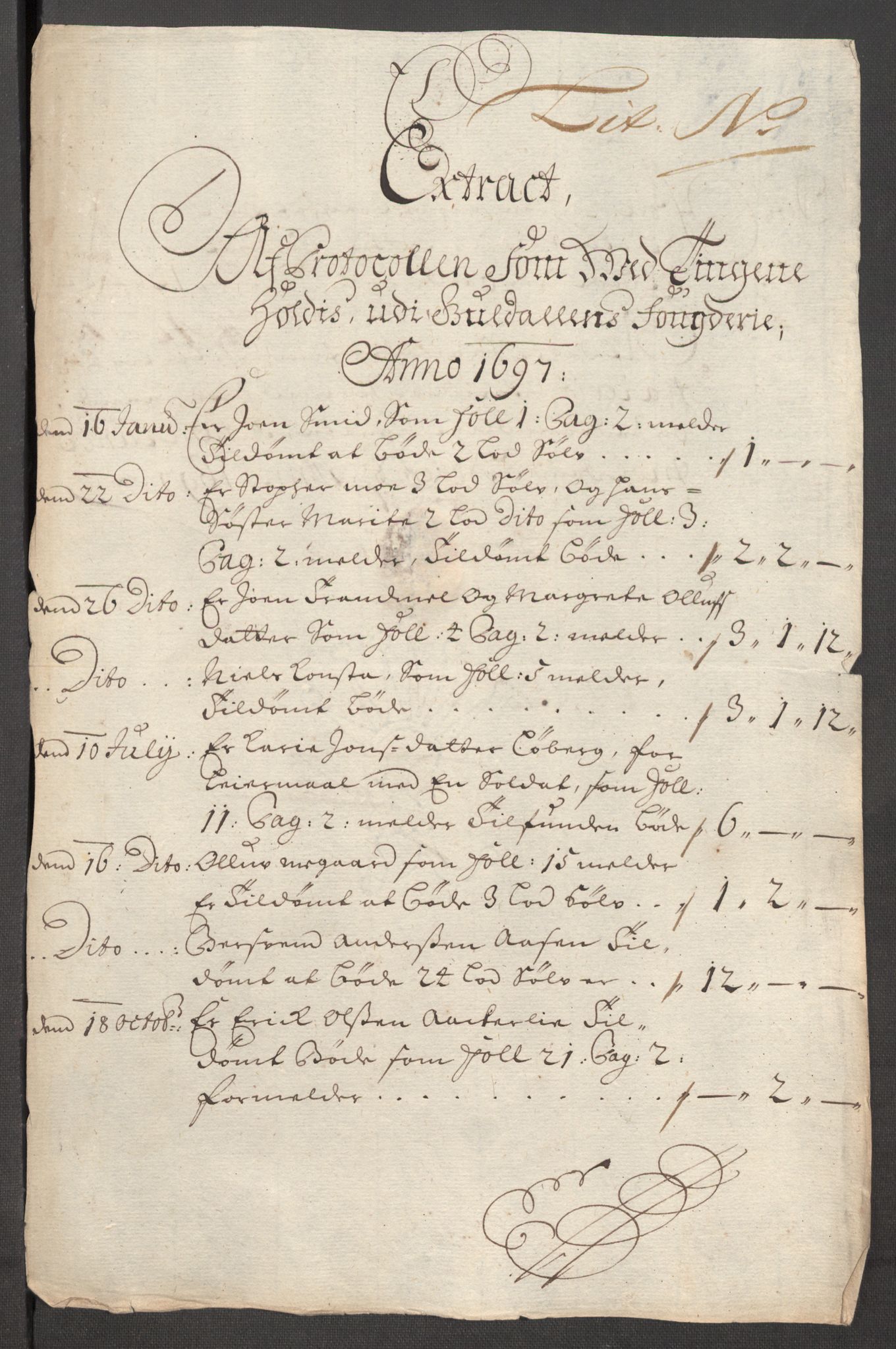 Rentekammeret inntil 1814, Reviderte regnskaper, Fogderegnskap, AV/RA-EA-4092/R60/L3947: Fogderegnskap Orkdal og Gauldal, 1697, s. 413