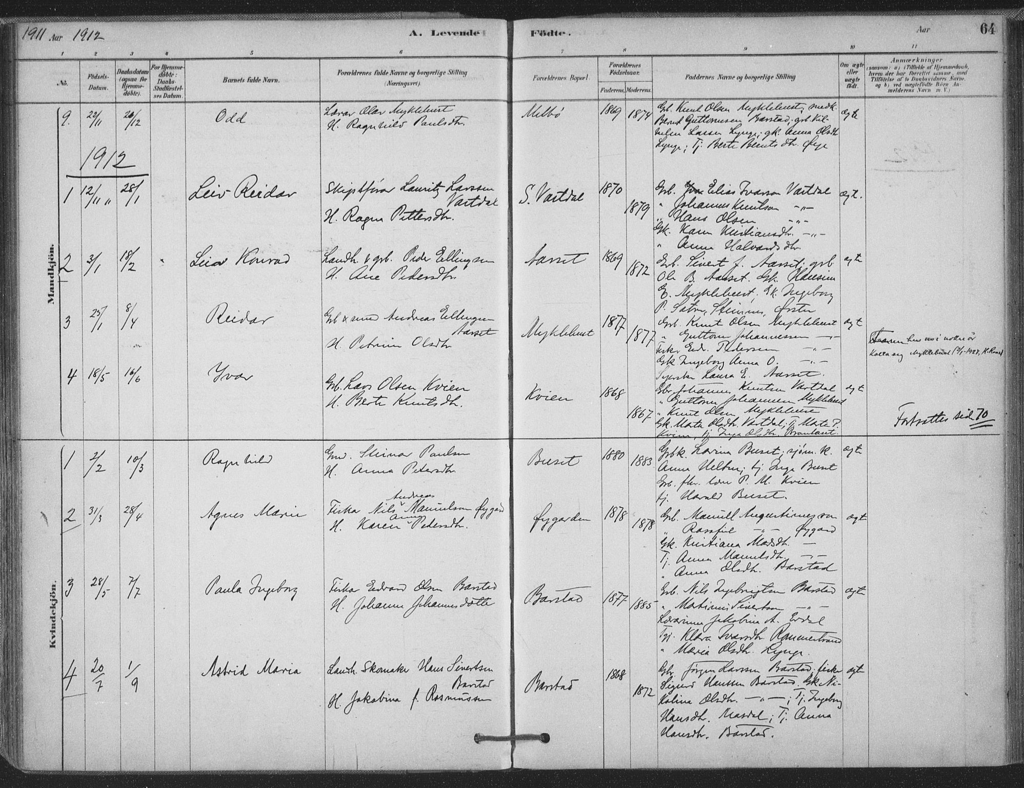 Ministerialprotokoller, klokkerbøker og fødselsregistre - Møre og Romsdal, AV/SAT-A-1454/514/L0199: Ministerialbok nr. 514A01, 1878-1912, s. 64