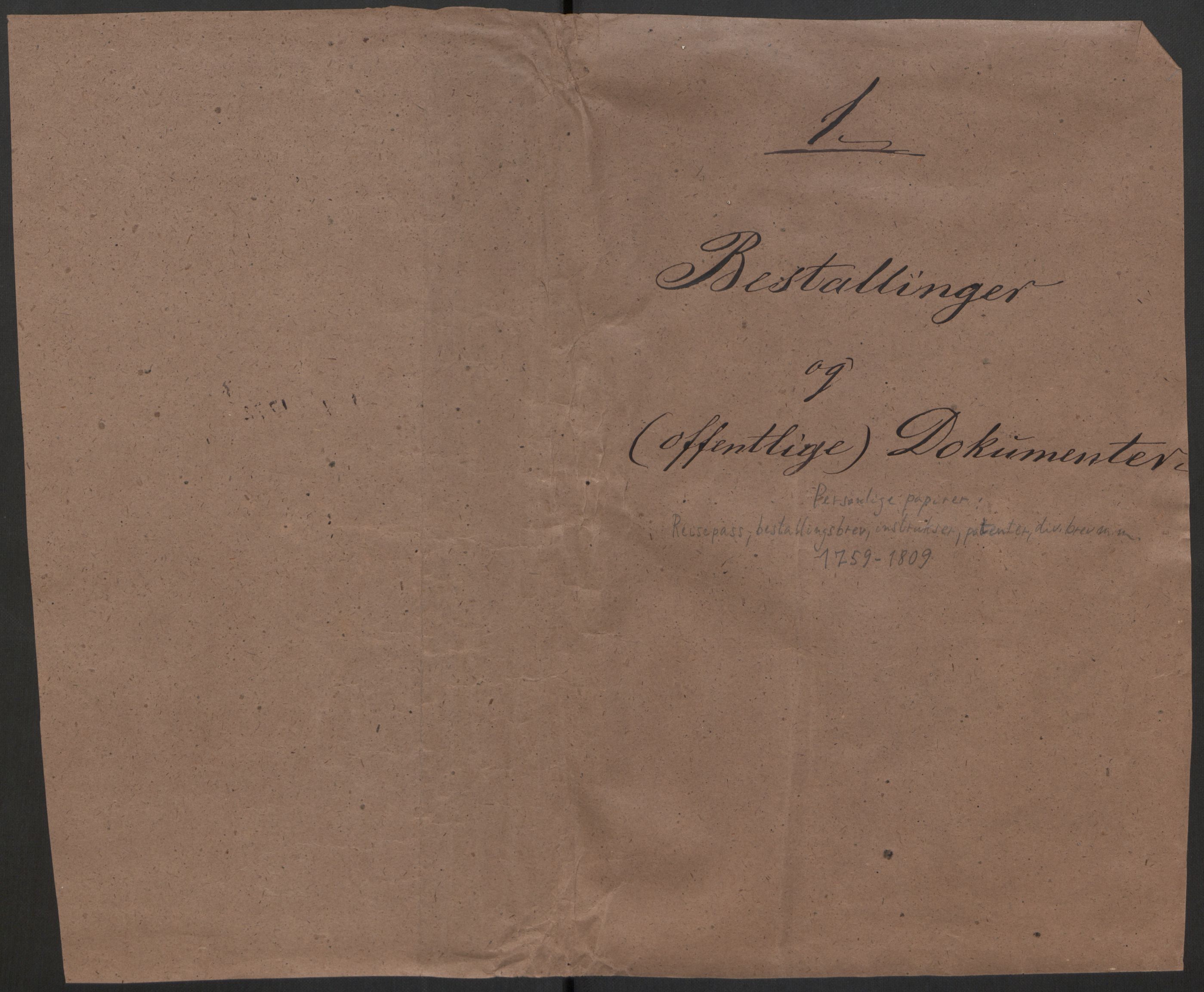 Hesselberg, Hans Jacob Henning, AV/RA-PA-0056/F/L0001: --, 1759-1809, s. 1