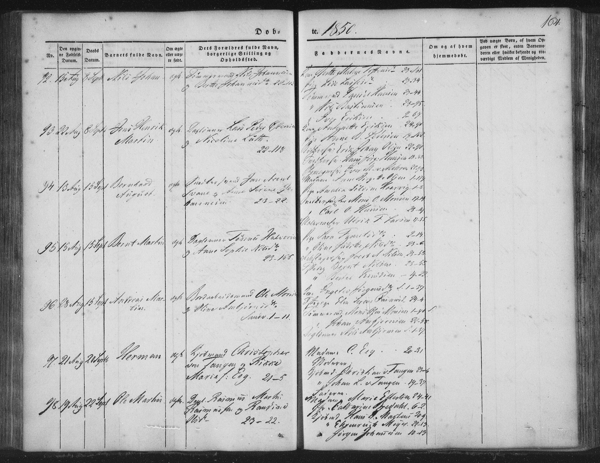 Korskirken sokneprestembete, SAB/A-76101/H/Haa/L0016: Ministerialbok nr. B 2, 1841-1851, s. 164