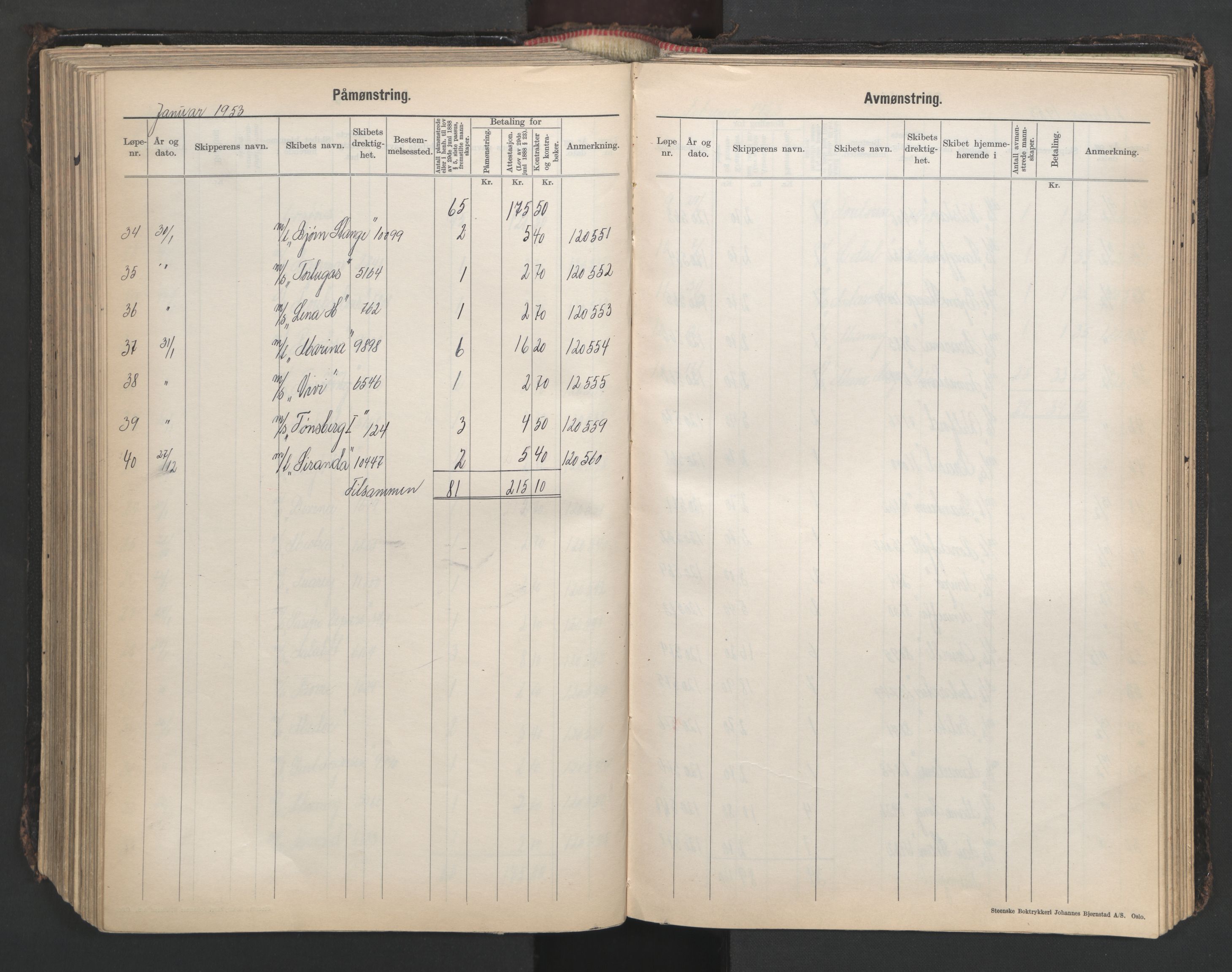 Tønsberg innrulleringskontor, AV/SAKO-A-786/H/Ha/L0009: Mønstringsjournal, 1939-1955, s. 340