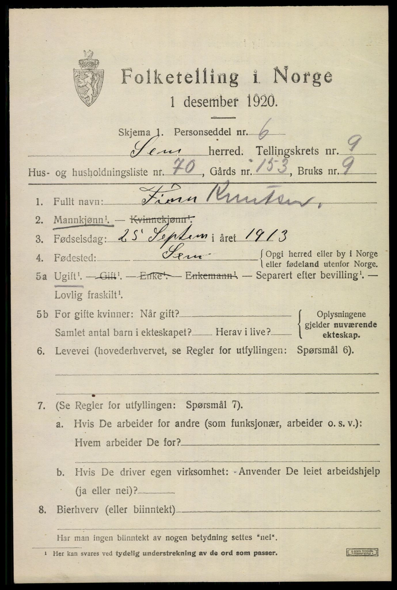 SAKO, Folketelling 1920 for 0721 Sem herred, 1920, s. 13391