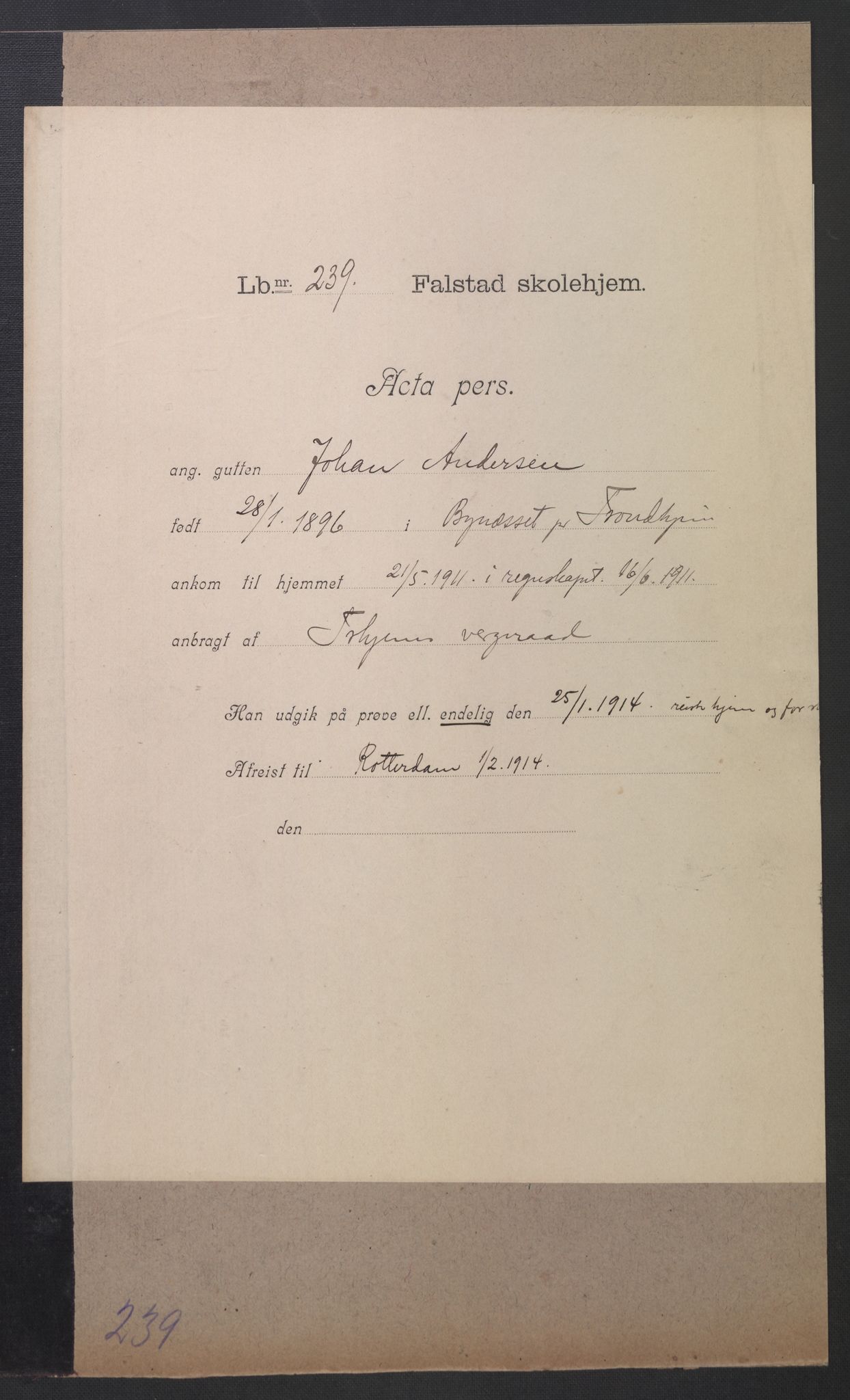 Falstad skolehjem, AV/RA-S-1676/E/Eb/L0010: Elevmapper løpenr. 210-239, 1910-1917, s. 427