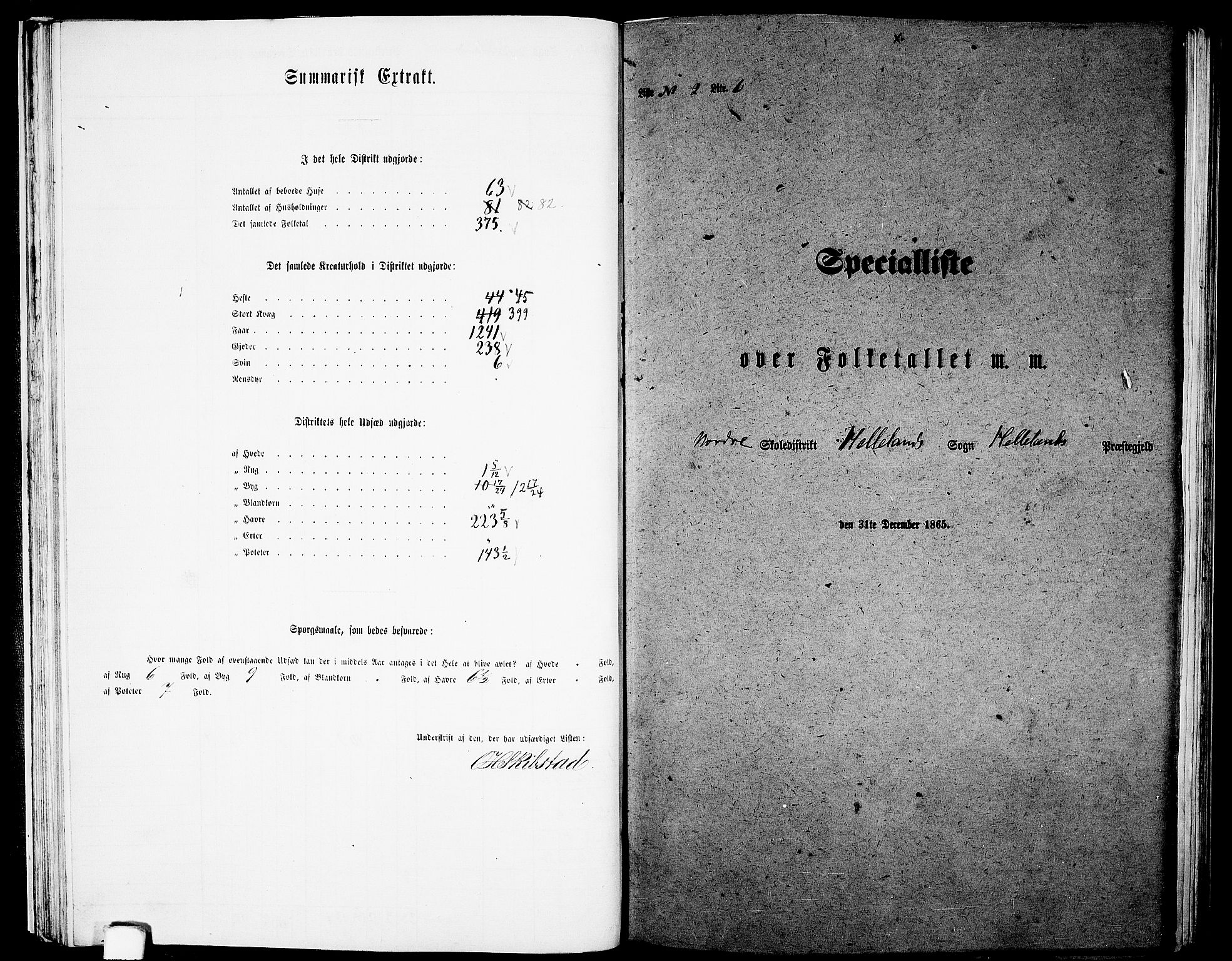 RA, Folketelling 1865 for 1115P Helleland prestegjeld, 1865, s. 37