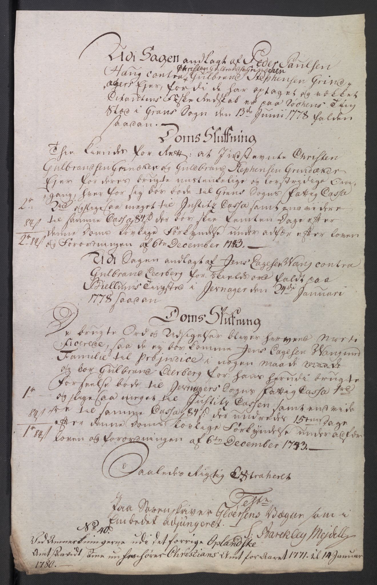 Rentekammeret inntil 1814, Reviderte regnskaper, Mindre regnskaper, AV/RA-EA-4068/Rb/L0014: Opplands amt, 1771-1779, s. 859