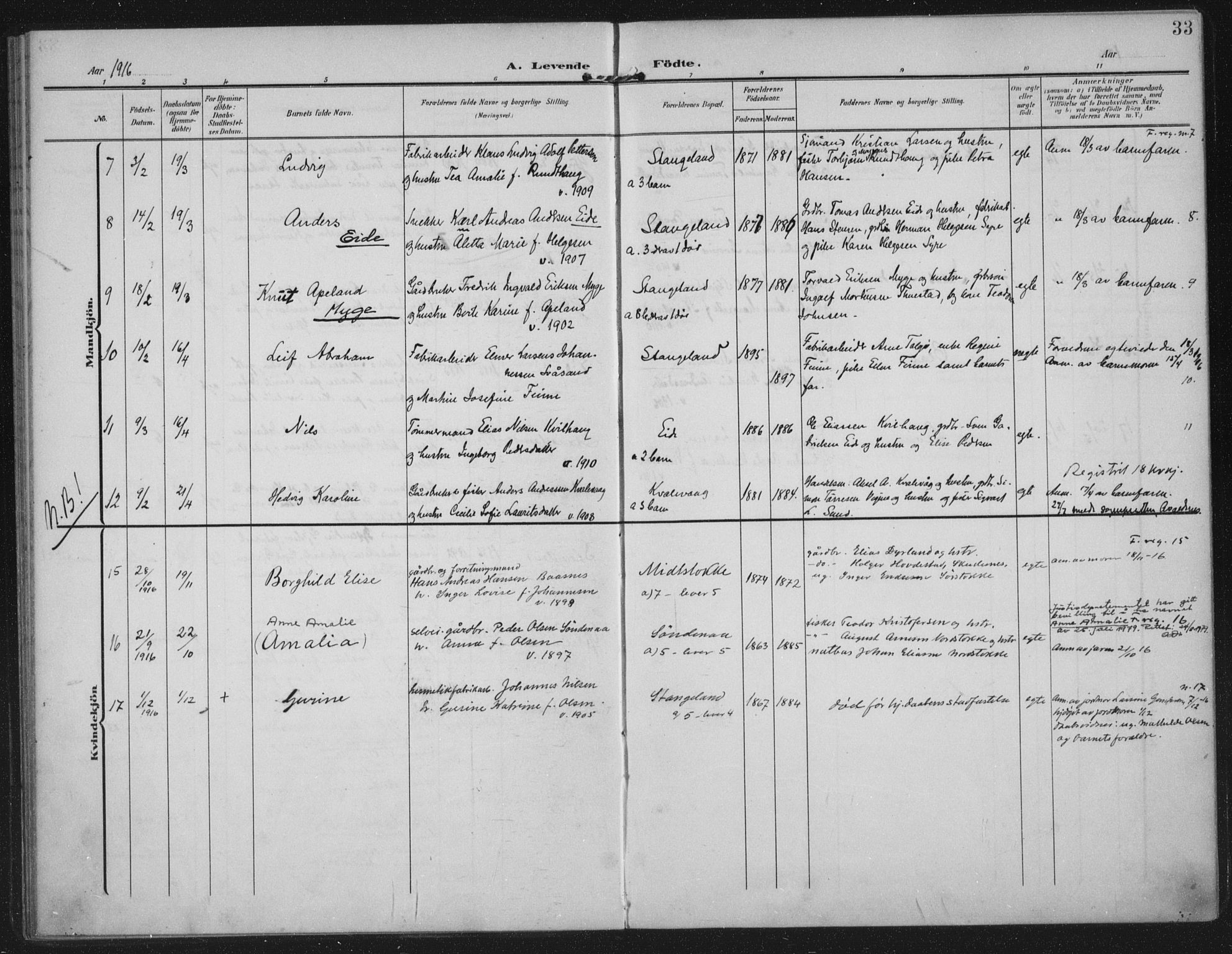 Kopervik sokneprestkontor, AV/SAST-A-101850/H/Ha/Haa/L0003: Ministerialbok nr. A 3, 1906-1924, s. 33