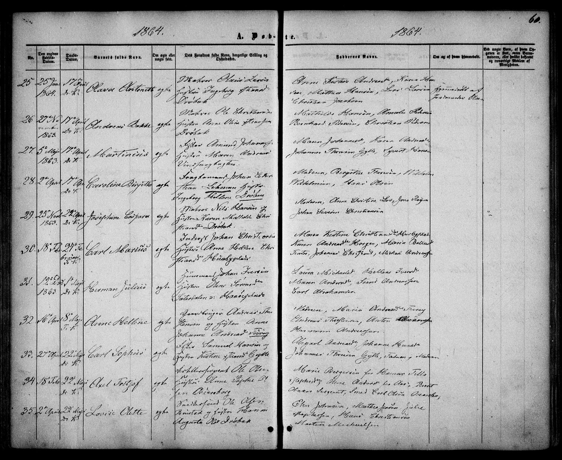 Drøbak prestekontor Kirkebøker, AV/SAO-A-10142a/F/Fa/L0002: Ministerialbok nr. I 2, 1858-1870, s. 60