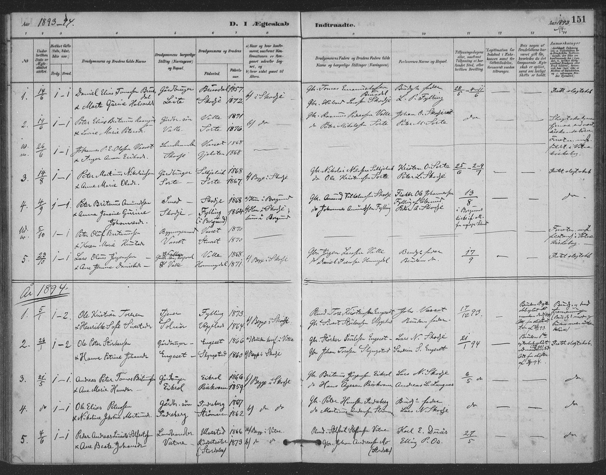 Ministerialprotokoller, klokkerbøker og fødselsregistre - Møre og Romsdal, AV/SAT-A-1454/524/L0356: Ministerialbok nr. 524A08, 1880-1899, s. 151