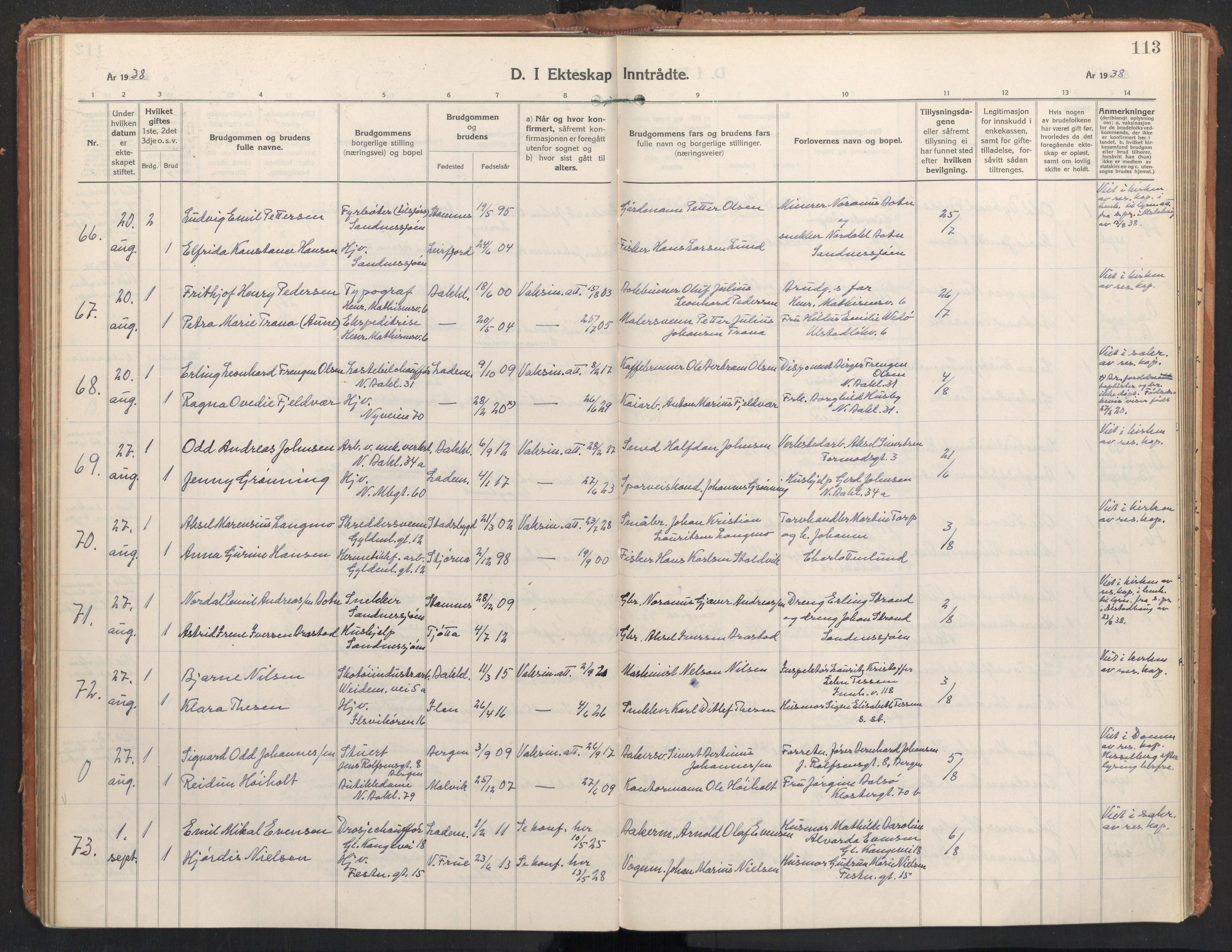 Ministerialprotokoller, klokkerbøker og fødselsregistre - Sør-Trøndelag, AV/SAT-A-1456/604/L0209: Ministerialbok nr. 604A29, 1931-1945, s. 113