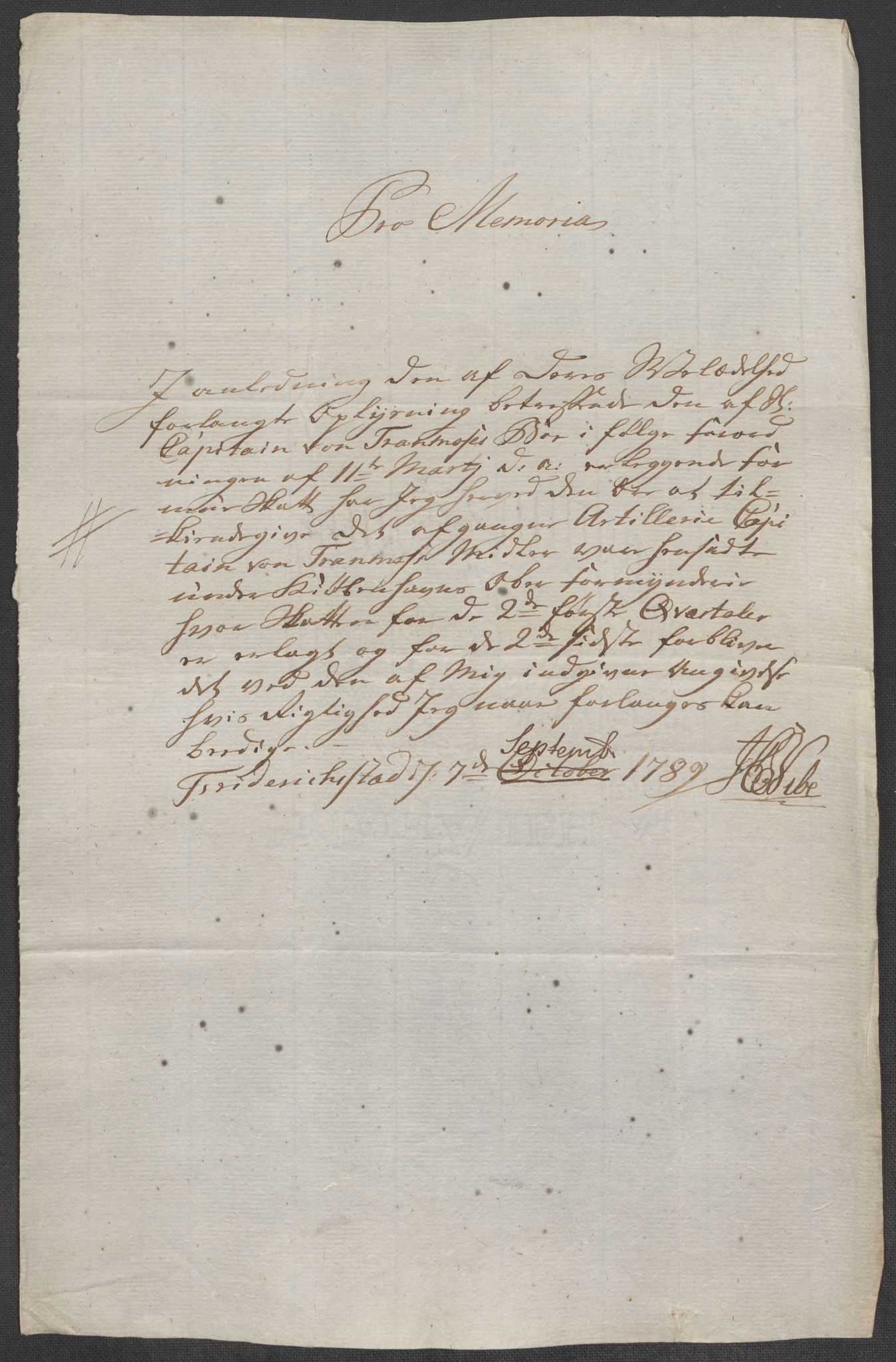 Rentekammeret inntil 1814, Reviderte regnskaper, Mindre regnskaper, AV/RA-EA-4068/Rf/Rfe/L0009: Fredrikstad. Fosen fogderi, 1789, s. 8