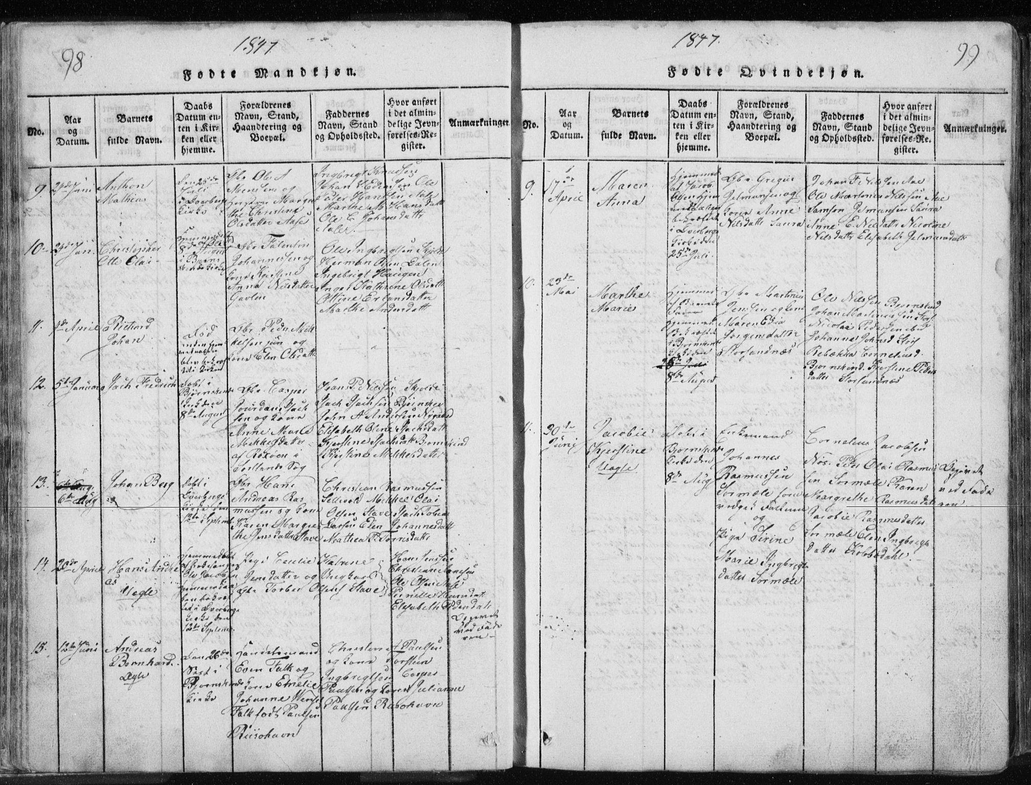 Ministerialprotokoller, klokkerbøker og fødselsregistre - Nordland, AV/SAT-A-1459/897/L1411: Klokkerbok nr. 897C01, 1820-1866, s. 98-99