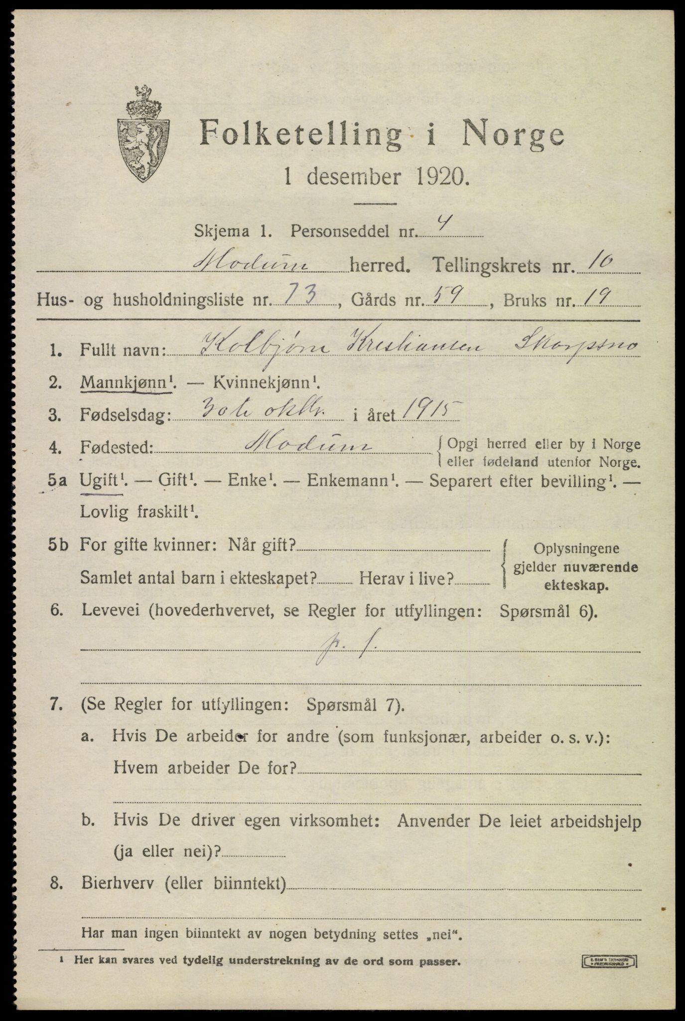 SAKO, Folketelling 1920 for 0623 Modum herred, 1920, s. 13731