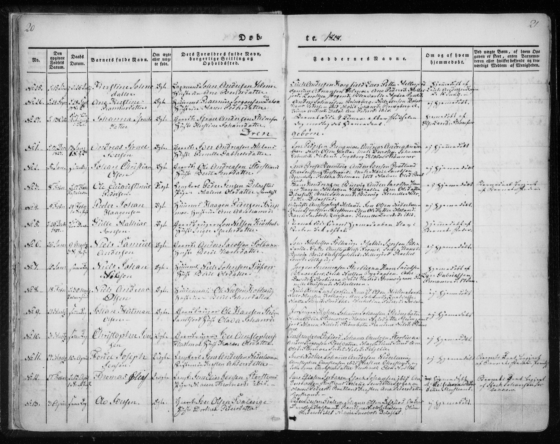 Ministerialprotokoller, klokkerbøker og fødselsregistre - Nordland, AV/SAT-A-1459/825/L0354: Ministerialbok nr. 825A08, 1826-1841, s. 20-21