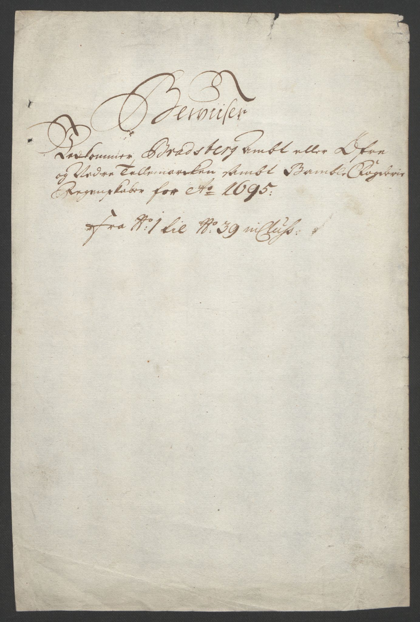 Rentekammeret inntil 1814, Reviderte regnskaper, Fogderegnskap, RA/EA-4092/R36/L2093: Fogderegnskap Øvre og Nedre Telemark og Bamble, 1695, s. 36