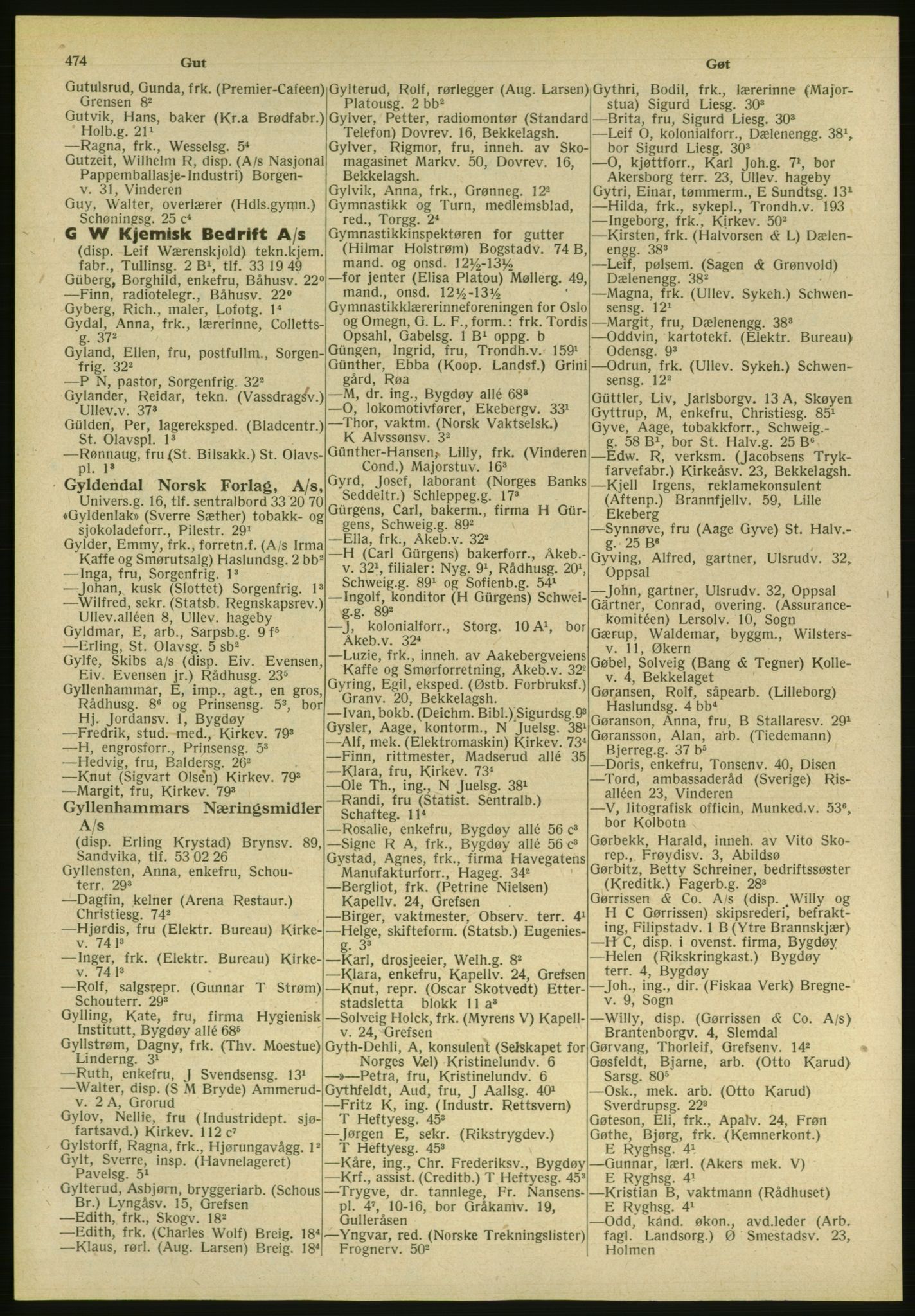 Kristiania/Oslo adressebok, PUBL/-, 1951, s. 474