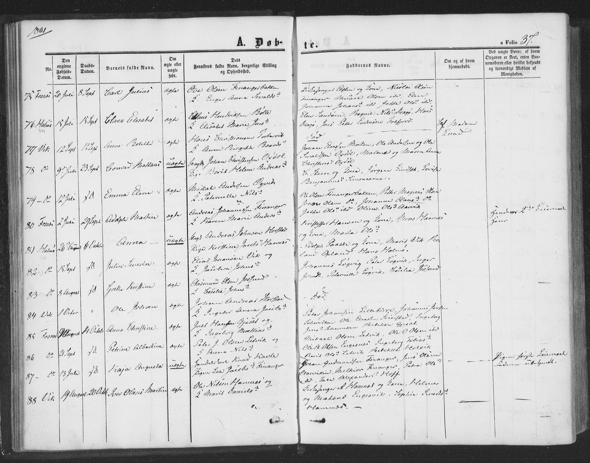 Ministerialprotokoller, klokkerbøker og fødselsregistre - Nord-Trøndelag, SAT/A-1458/773/L0615: Ministerialbok nr. 773A06, 1857-1870, s. 37