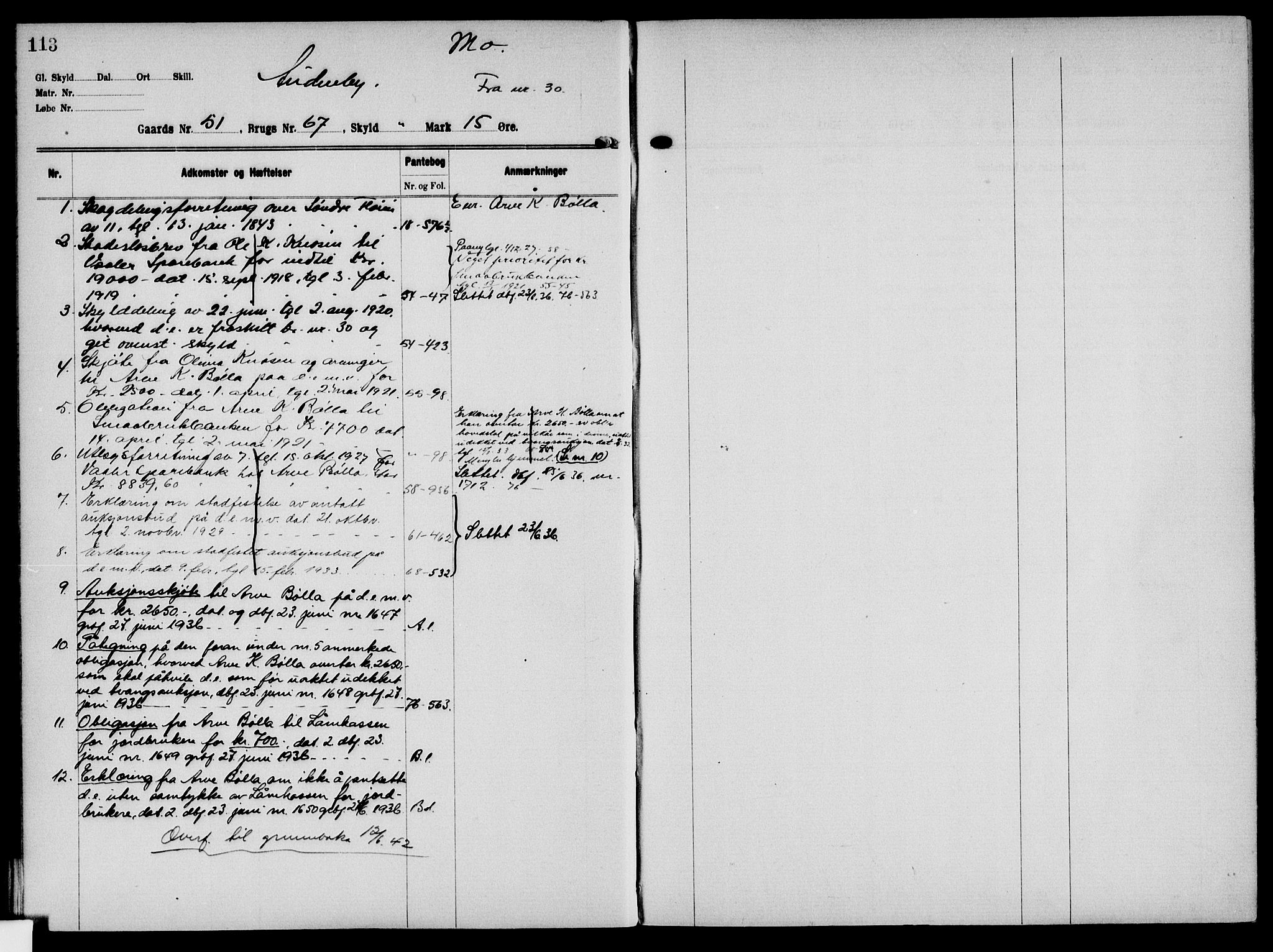 Solør tingrett, AV/SAH-TING-008/H/Ha/Hak/L0004: Panteregister nr. IV, 1900-1935, s. 113