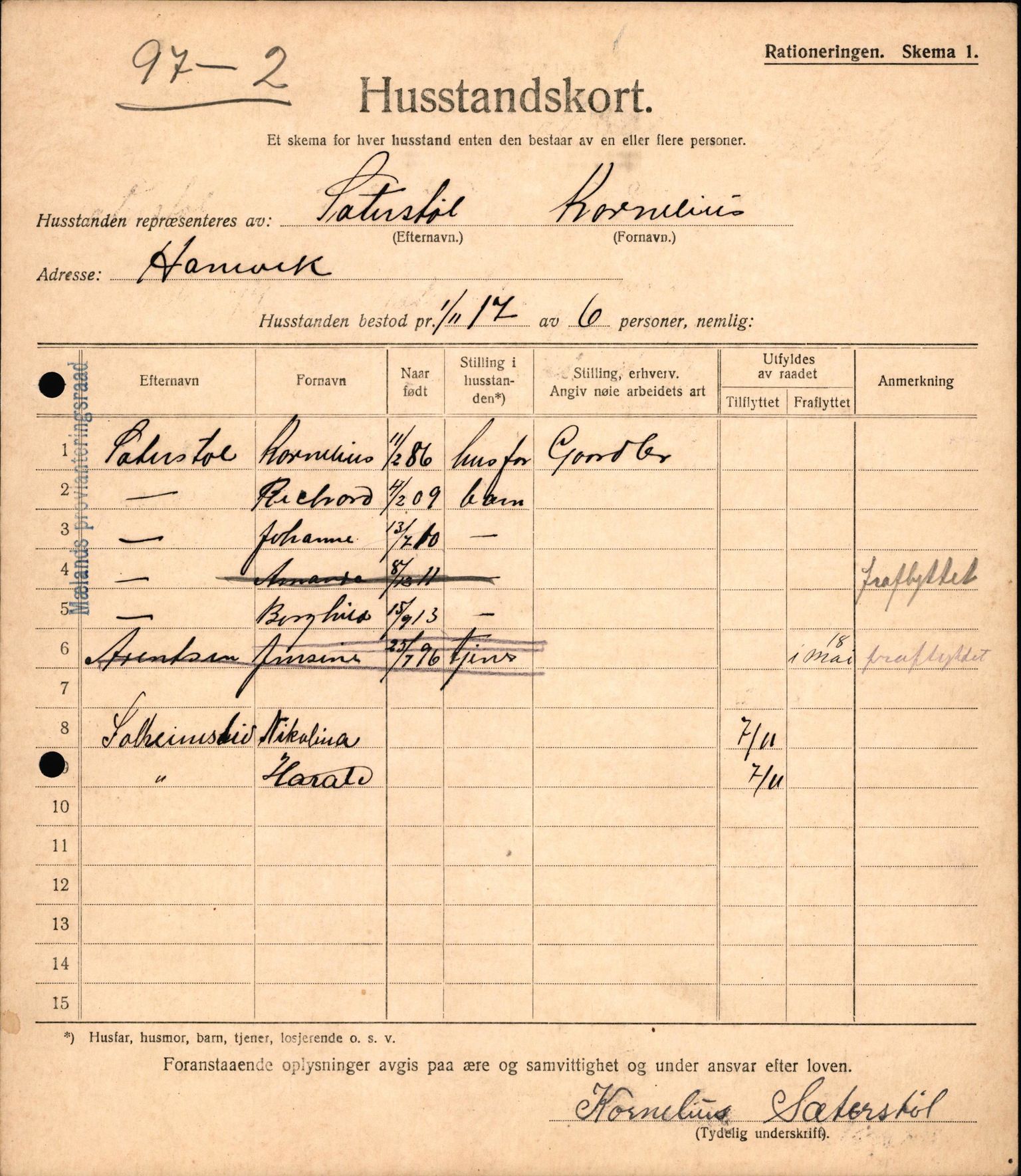 IKAH, Meland kommune, Provianteringsrådet, Husstander per 01.11.1917, 1917-1918, s. 10