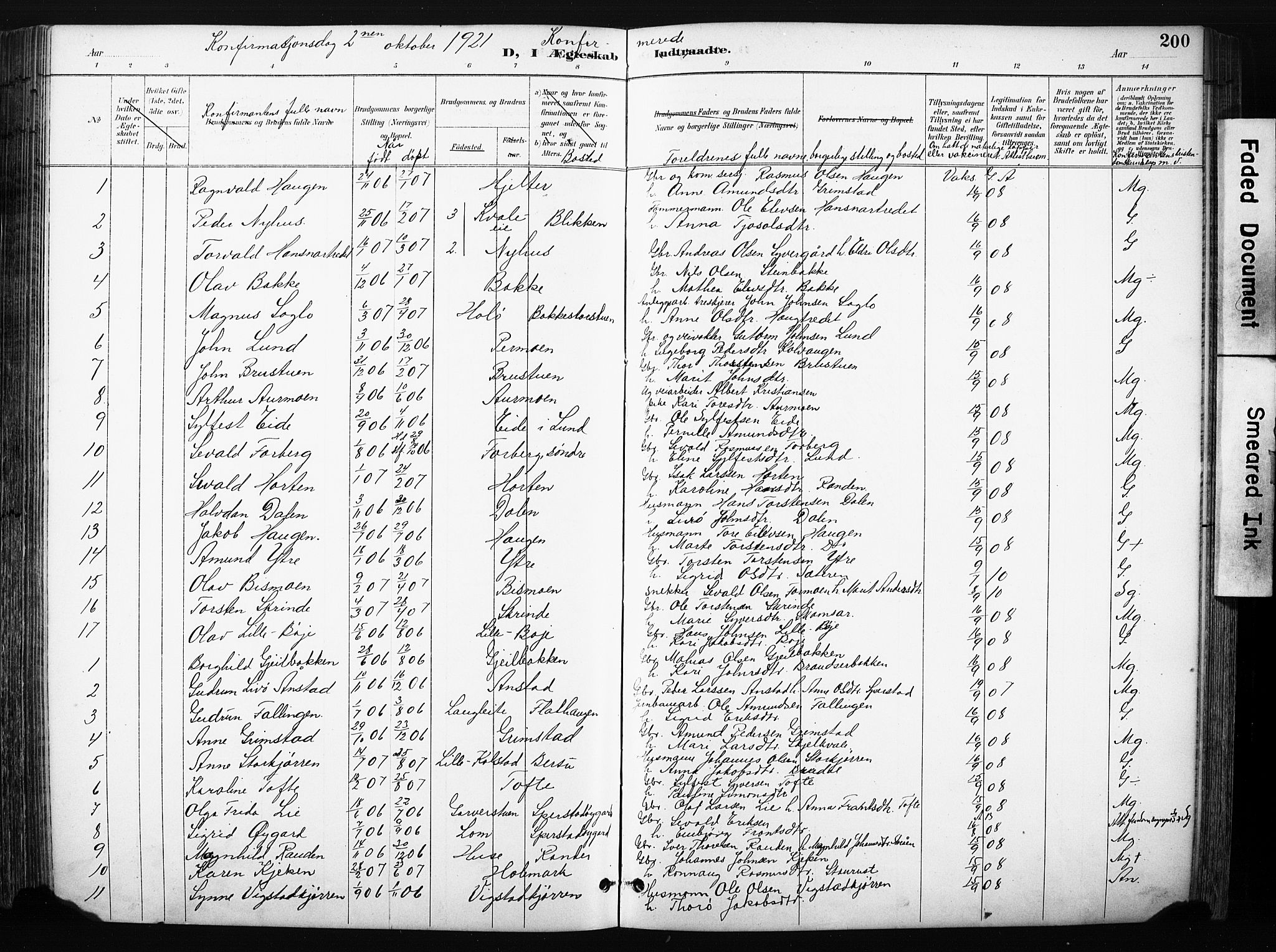 Skjåk prestekontor, AV/SAH-PREST-072/H/Ha/Hab/L0003: Klokkerbok nr. 3, 1893-1932, s. 200