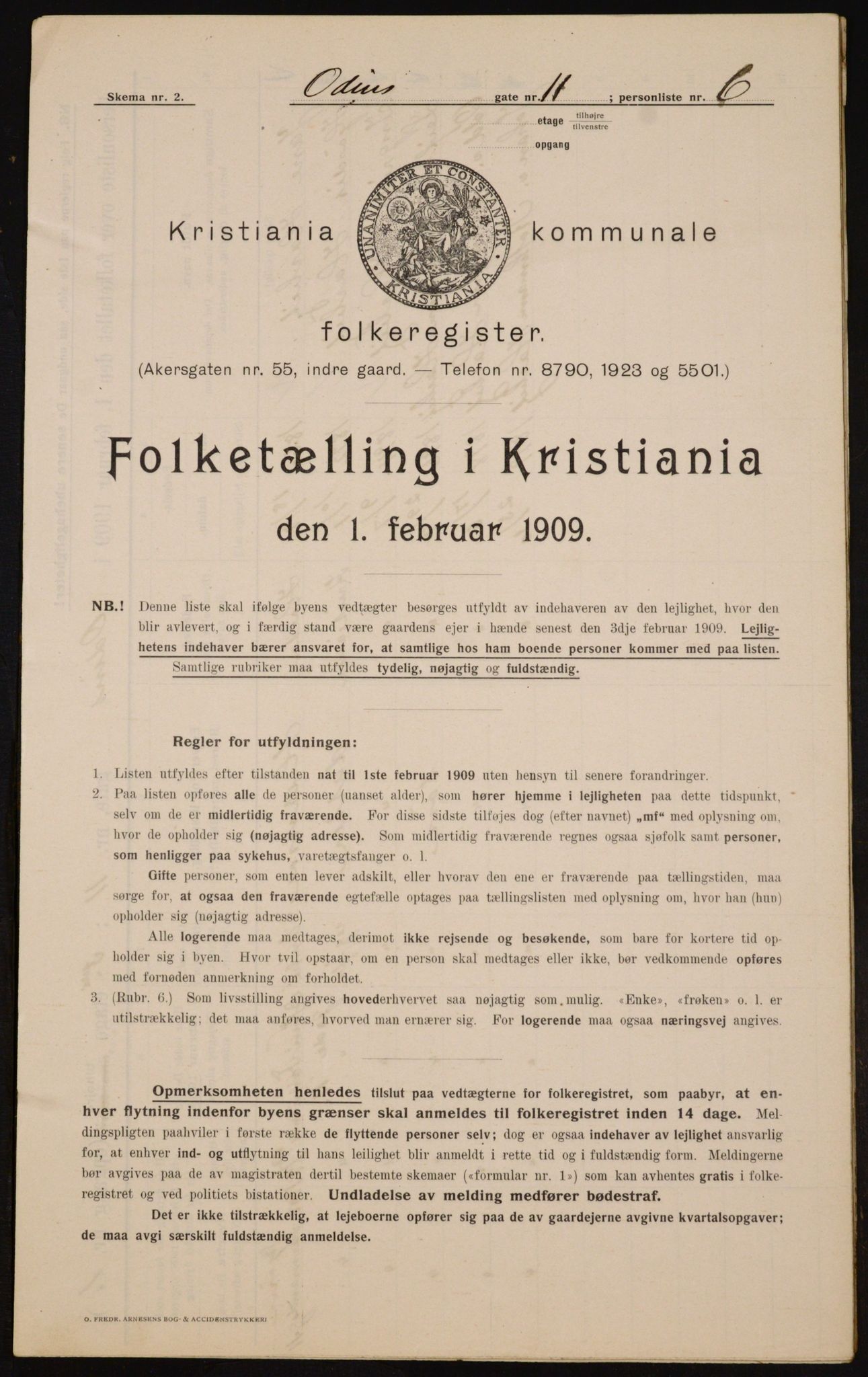 OBA, Kommunal folketelling 1.2.1909 for Kristiania kjøpstad, 1909, s. 67691