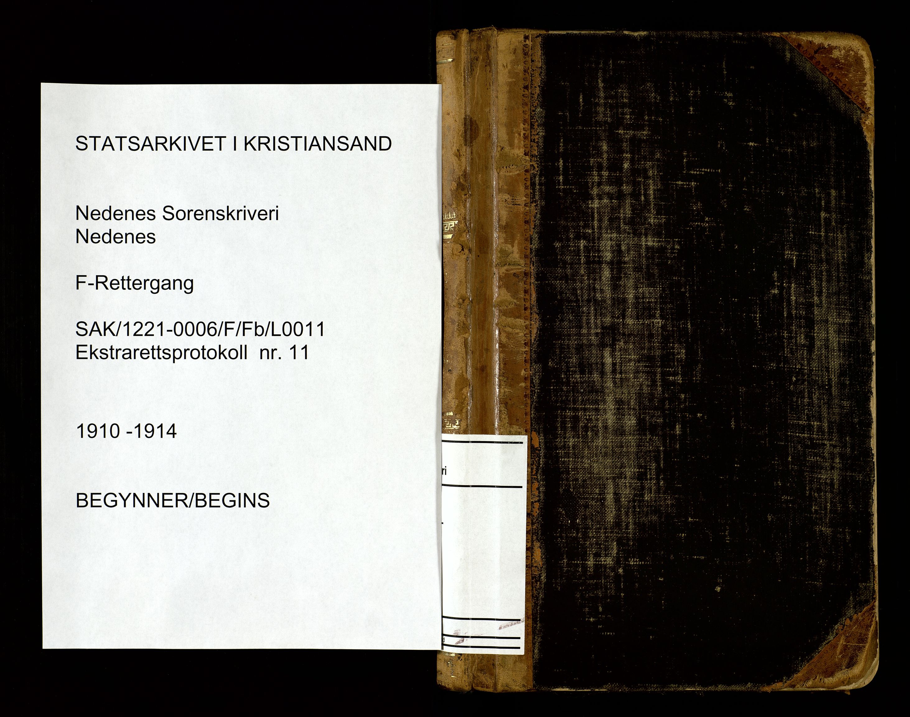 Nedenes sorenskriveri, SAK/1221-0006/F/Fb/L0011: Ekstrarettsprotokoll nr 11, 1910-1914