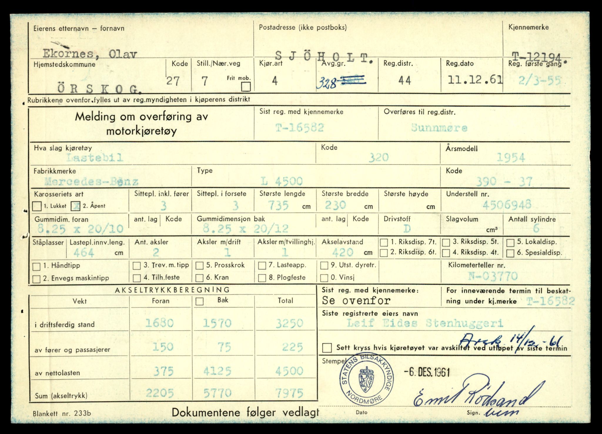 Møre og Romsdal vegkontor - Ålesund trafikkstasjon, AV/SAT-A-4099/F/Fe/L0033: Registreringskort for kjøretøy T 12151 - T 12474, 1927-1998, s. 655