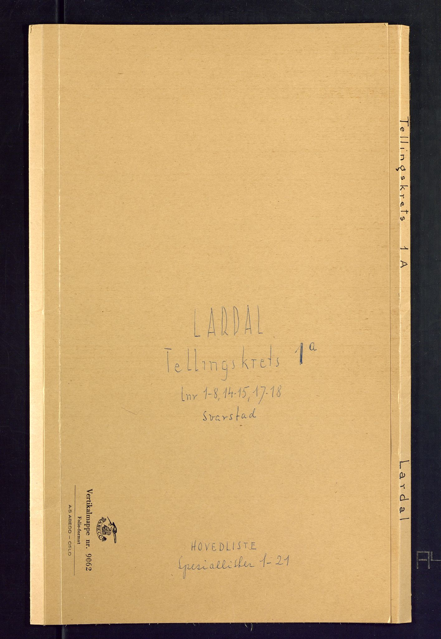 SAKO, Folketelling 1875 for 0728P Lardal prestegjeld, 1875, s. 1