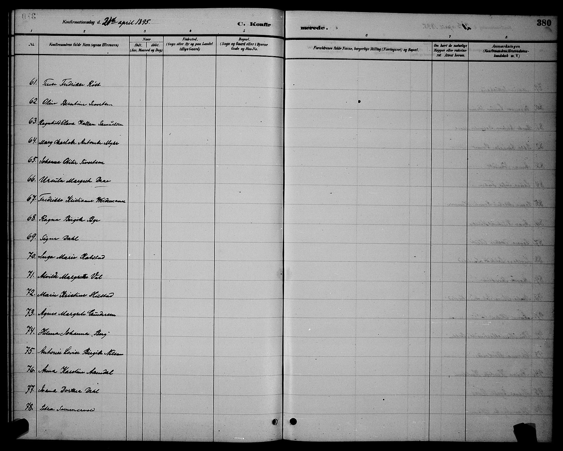 Ministerialprotokoller, klokkerbøker og fødselsregistre - Sør-Trøndelag, AV/SAT-A-1456/604/L0222: Klokkerbok nr. 604C05, 1886-1895, s. 380