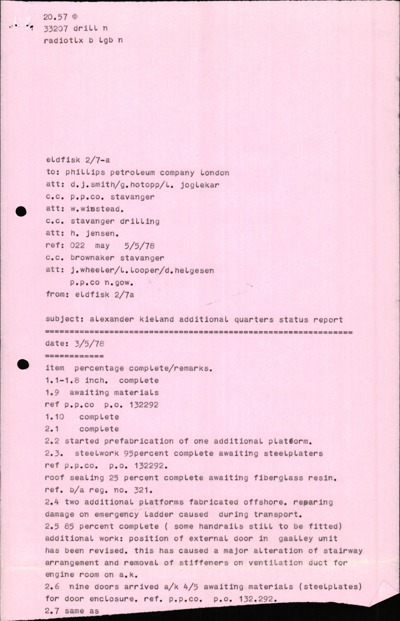 Pa 1503 - Stavanger Drilling AS, AV/SAST-A-101906/2/E/Eb/Eba/L0010: Sak og korrespondanse, 1977-1981