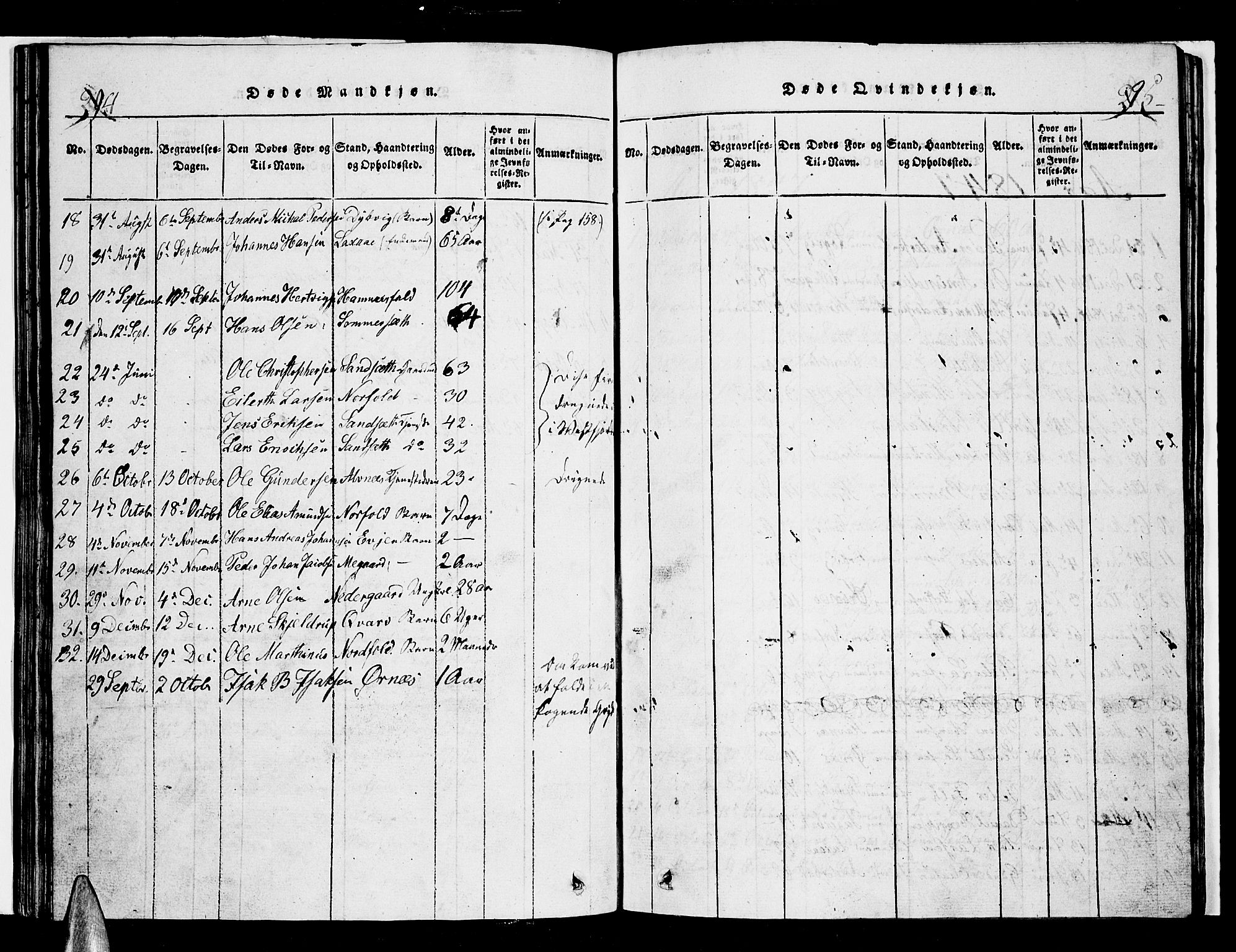 Ministerialprotokoller, klokkerbøker og fødselsregistre - Nordland, SAT/A-1459/853/L0773: Klokkerbok nr. 853C01, 1821-1859, s. 394-395