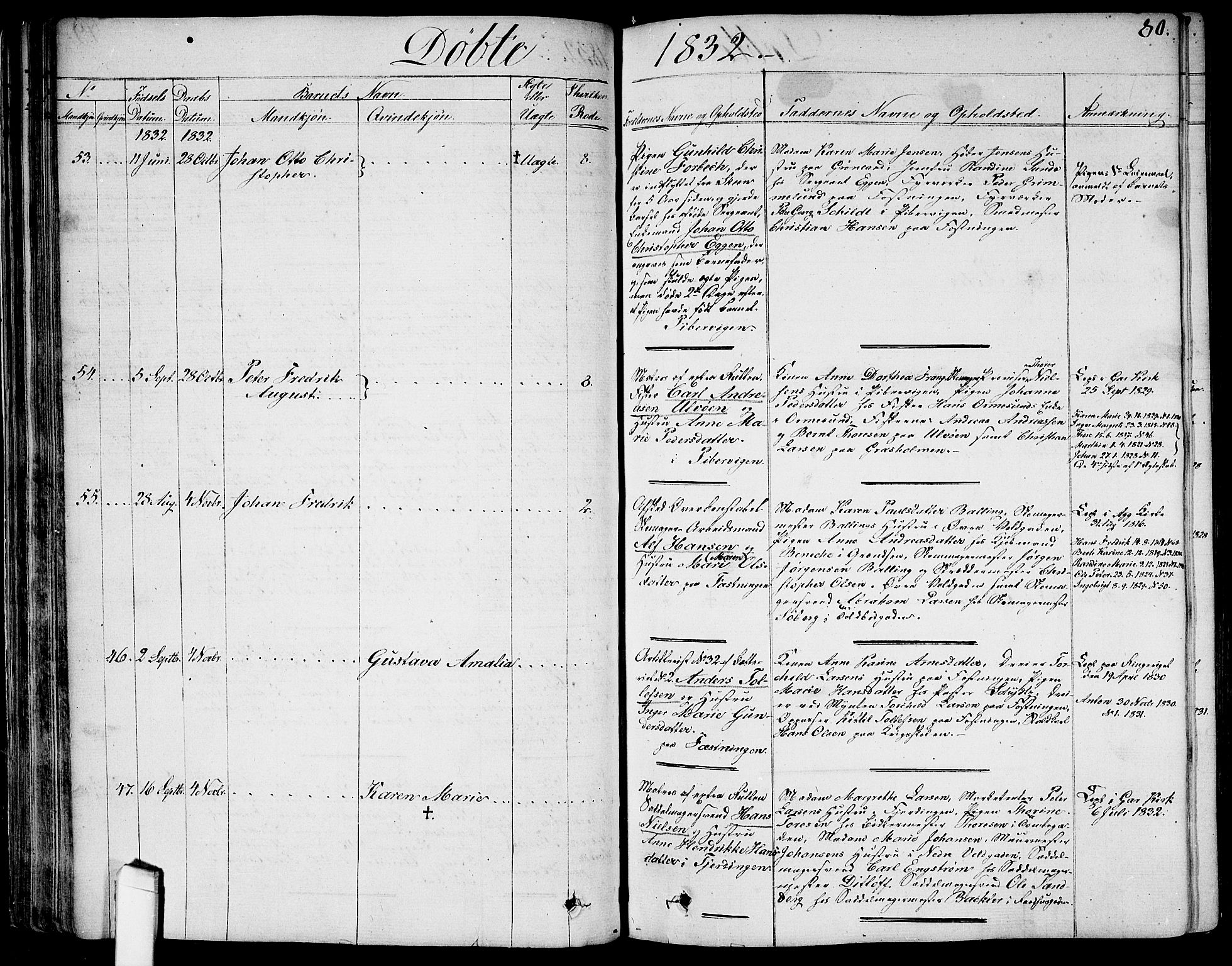 Garnisonsmenigheten Kirkebøker, AV/SAO-A-10846/G/Ga/L0004: Klokkerbok nr. 4, 1828-1840, s. 80