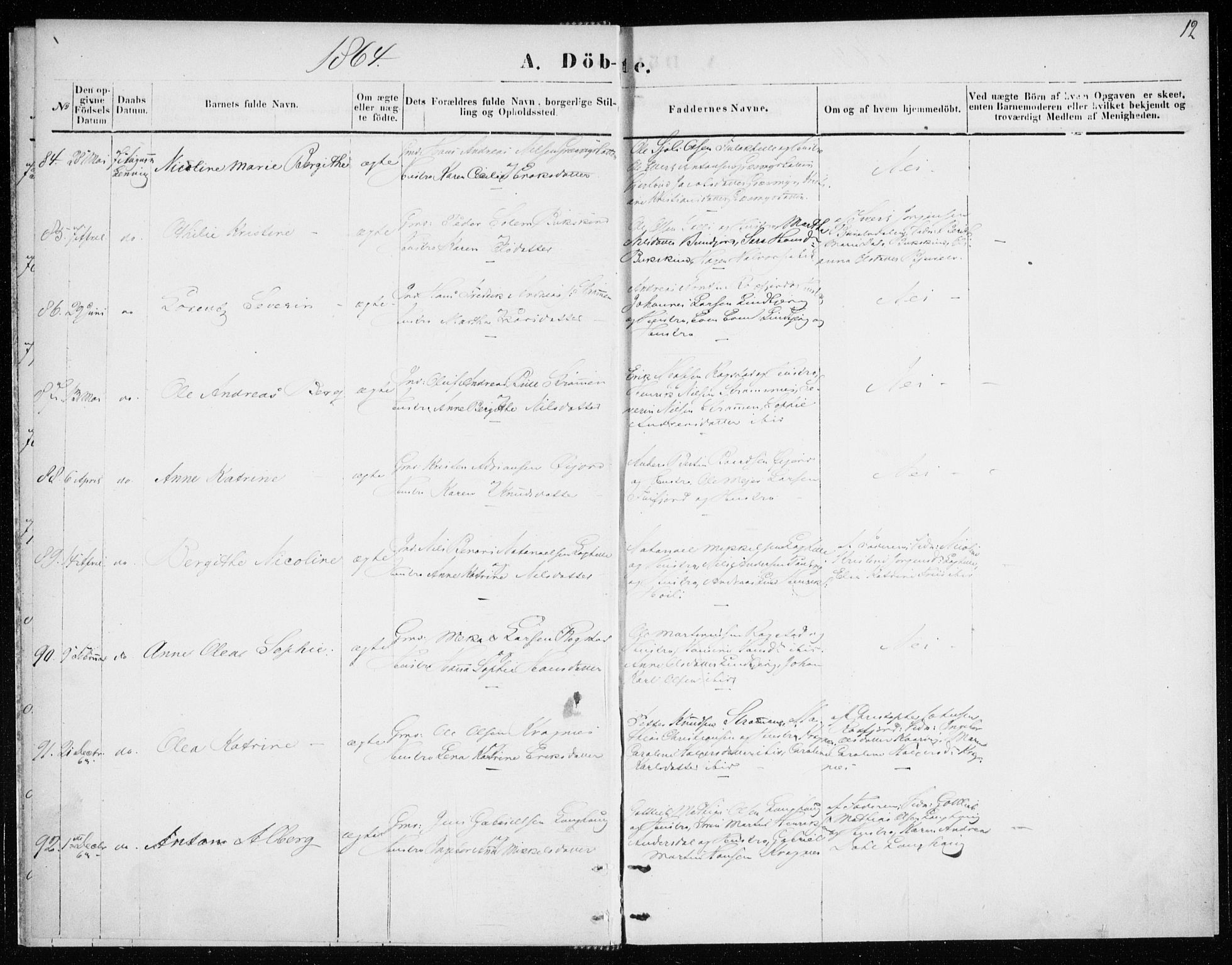 Lenvik sokneprestembete, SATØ/S-1310/H/Ha/Haa/L0008kirke: Ministerialbok nr. 8, 1864-1865, s. 12