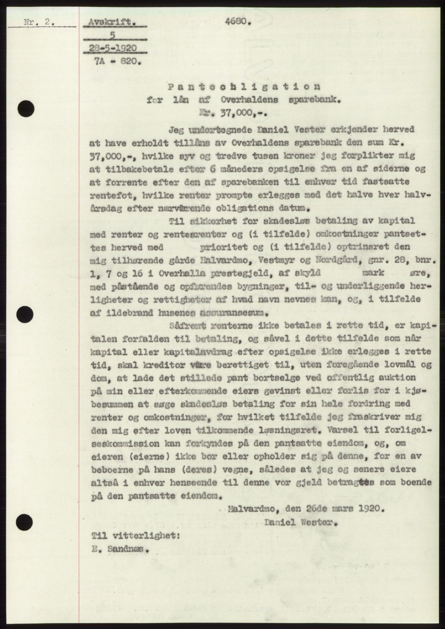 Namdal sorenskriveri, SAT/A-4133/1/2/2C: Pantebok nr. -, 1916-1921, Tingl.dato: 28.05.1920