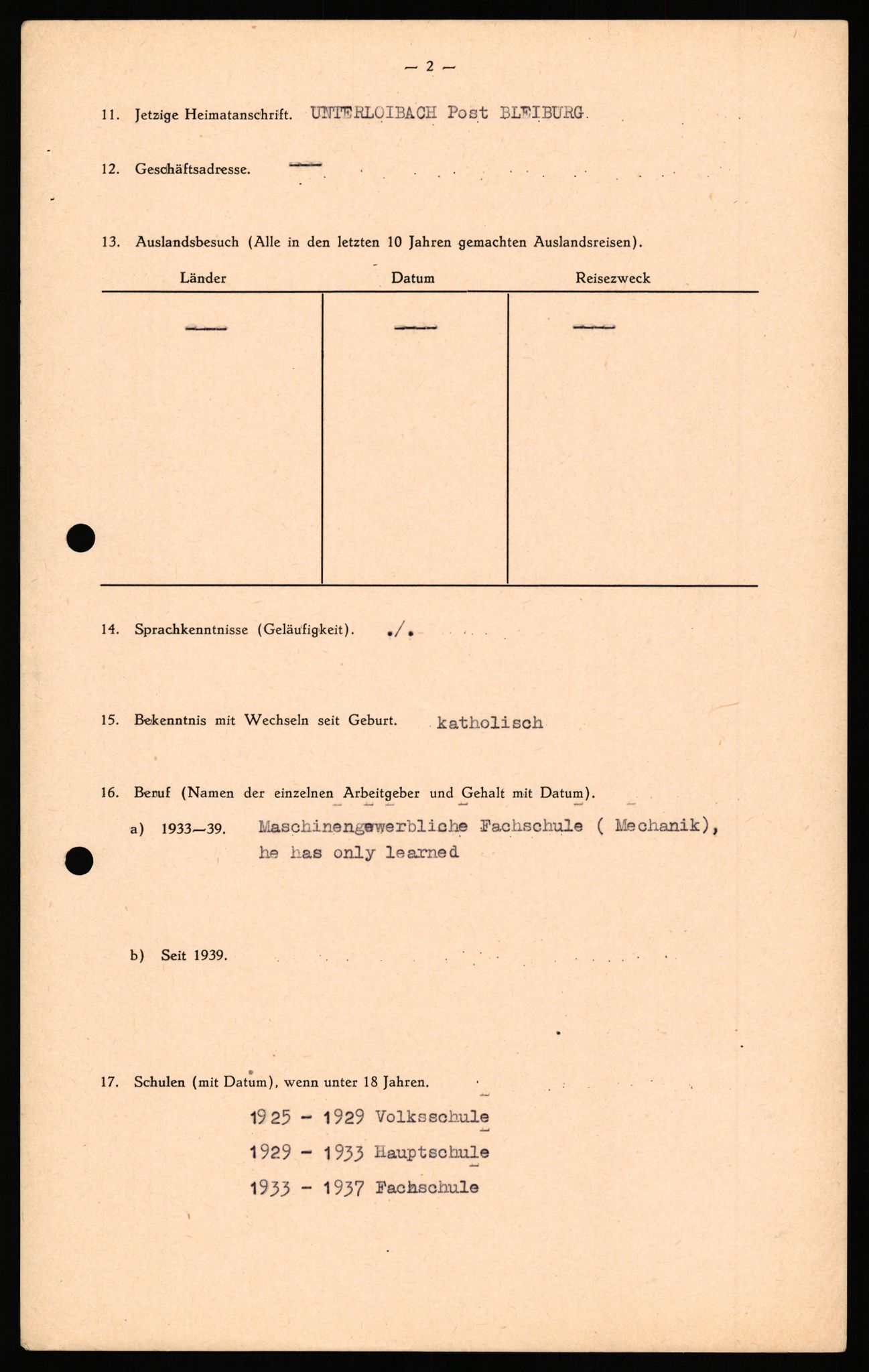 Forsvaret, Forsvarets overkommando II, AV/RA-RAFA-3915/D/Db/L0038: CI Questionaires. Tyske okkupasjonsstyrker i Norge. Østerrikere., 1945-1946, s. 3