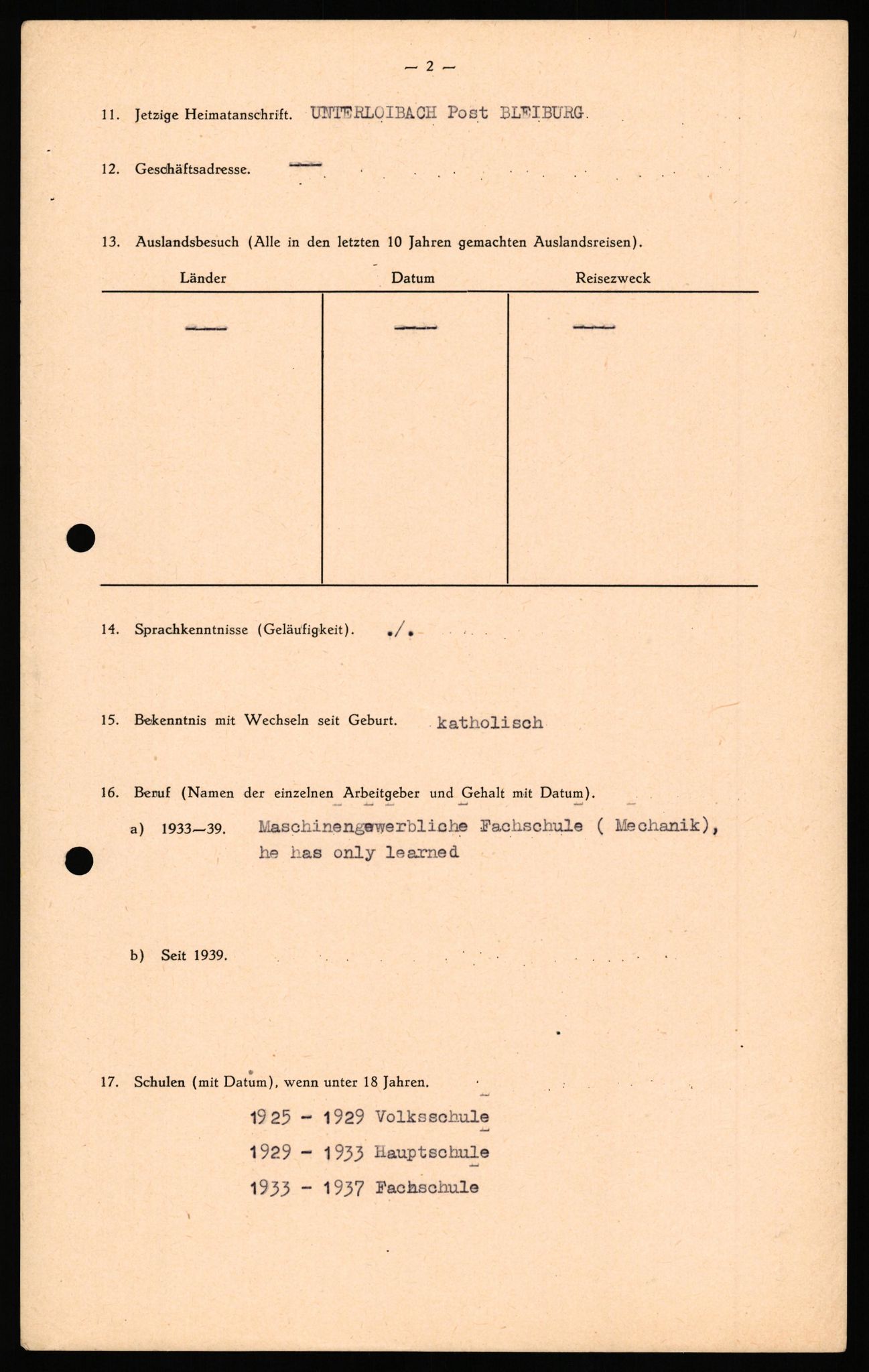 Forsvaret, Forsvarets overkommando II, AV/RA-RAFA-3915/D/Db/L0038: CI Questionaires. Tyske okkupasjonsstyrker i Norge. Østerrikere., 1945-1946, s. 3