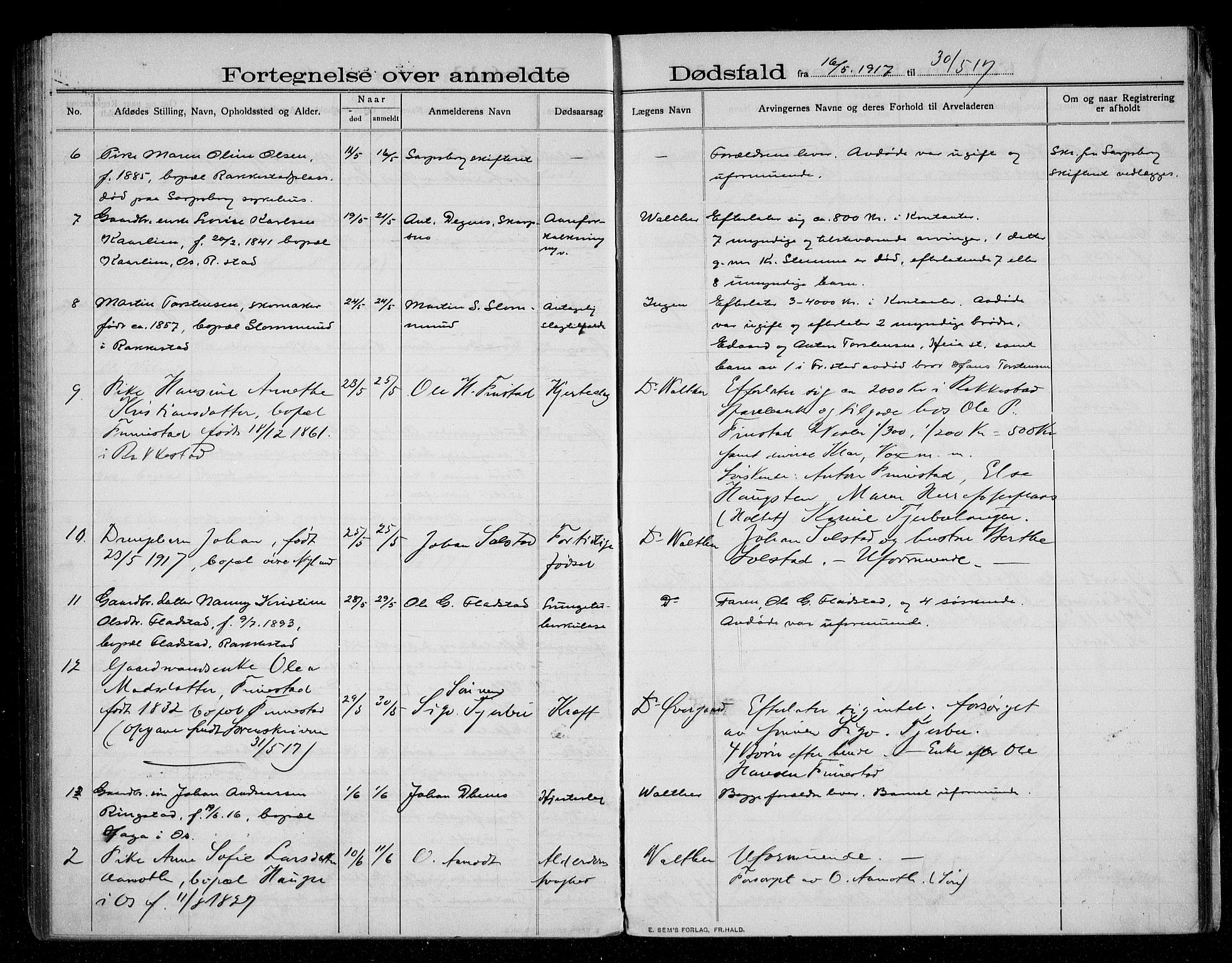 Rakkestad lensmannskontor, AV/SAO-A-10004/H/Ha/Haa/L0003: Dødsanmeldelsesprotokoll, 1908-1919