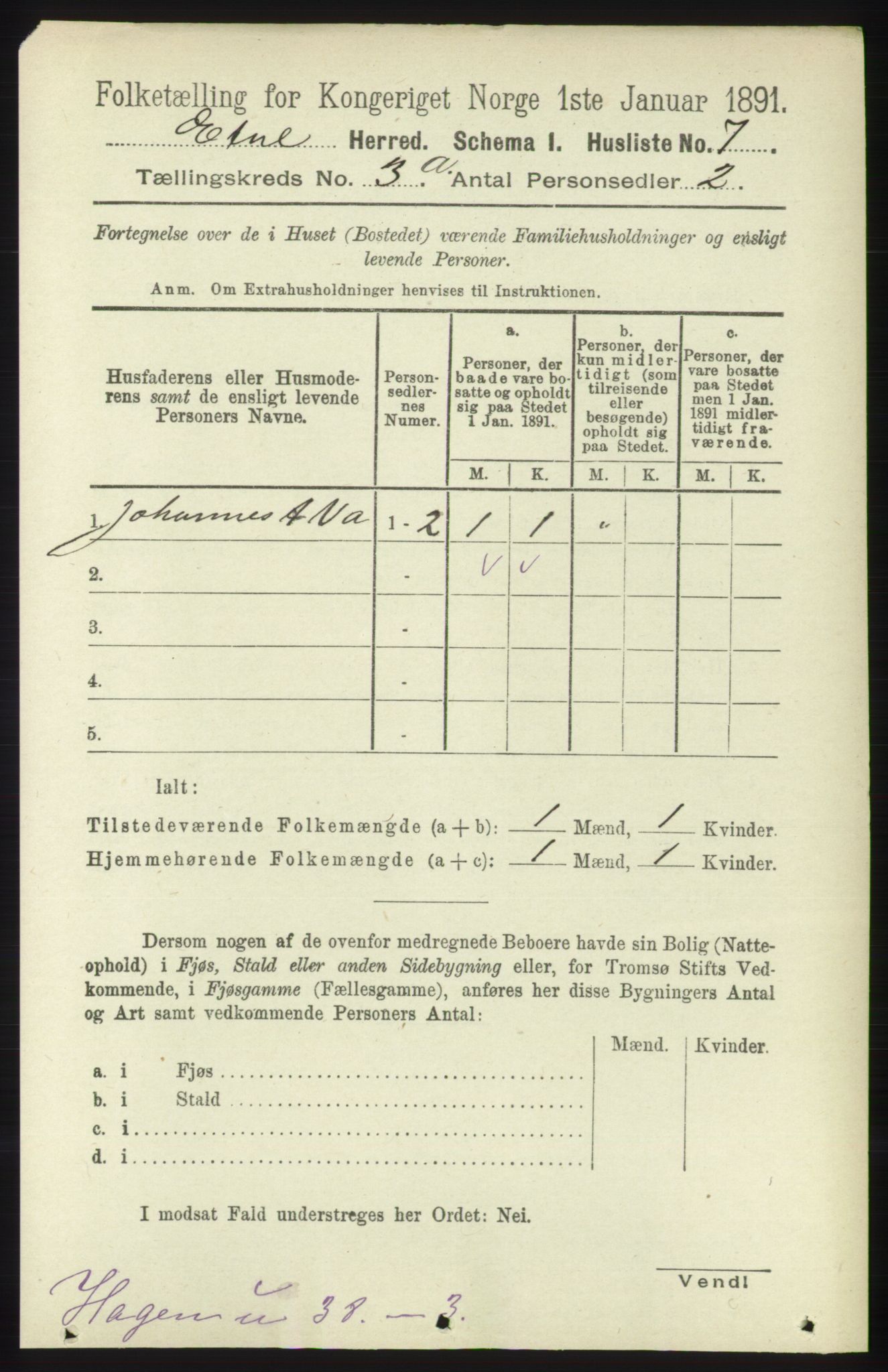 RA, Folketelling 1891 for 1211 Etne herred, 1891, s. 669